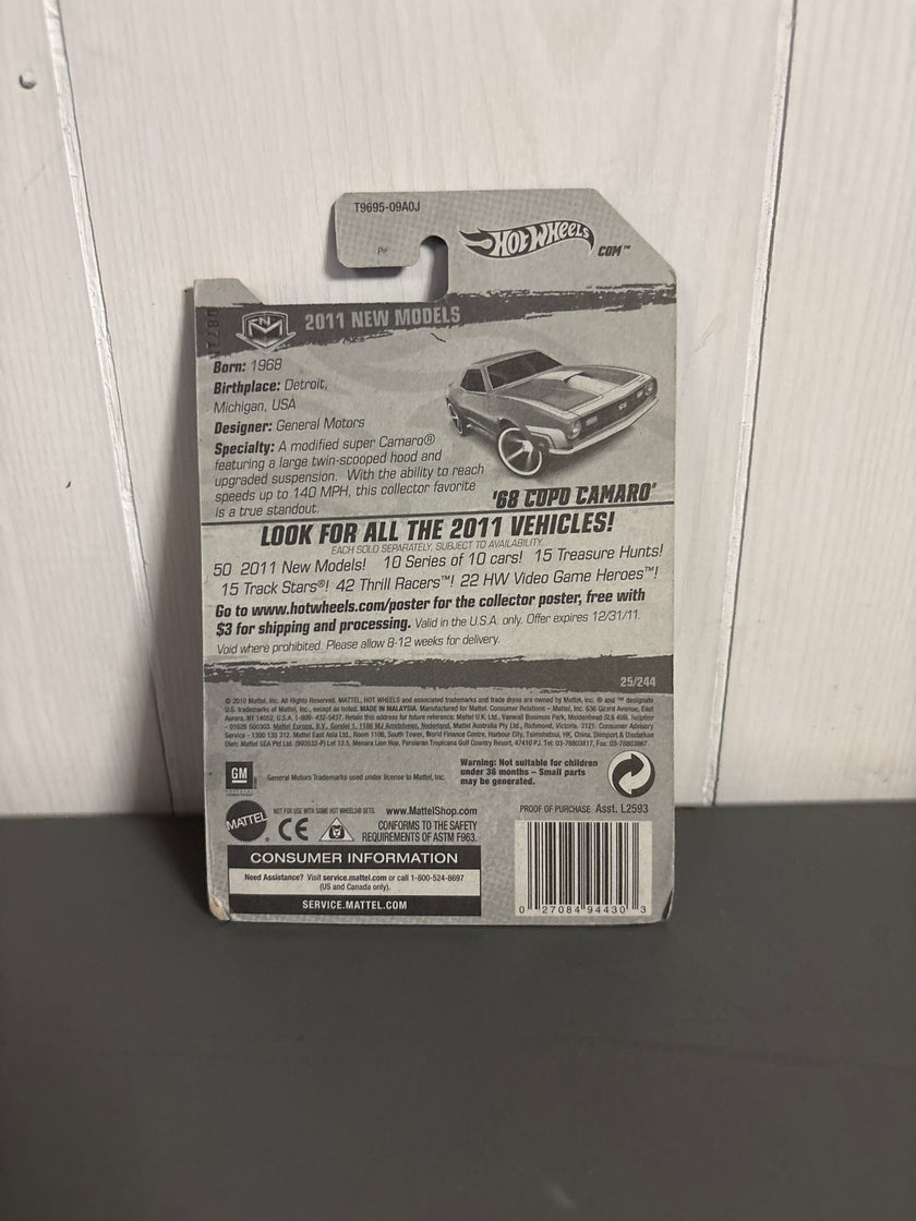 Hot Wheels 68 Copo Camaro Diecast blue