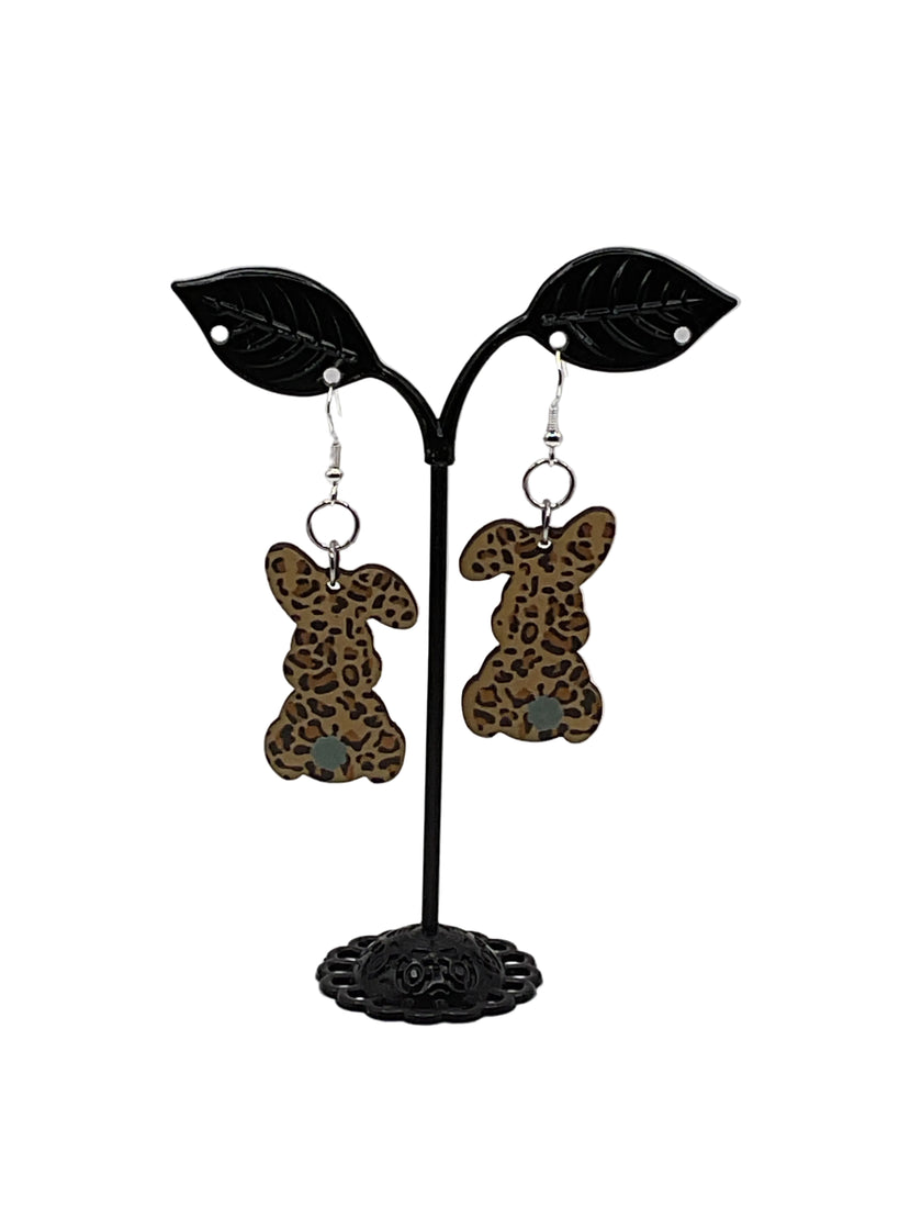 Cheetah Print Easter Bunny Earrings