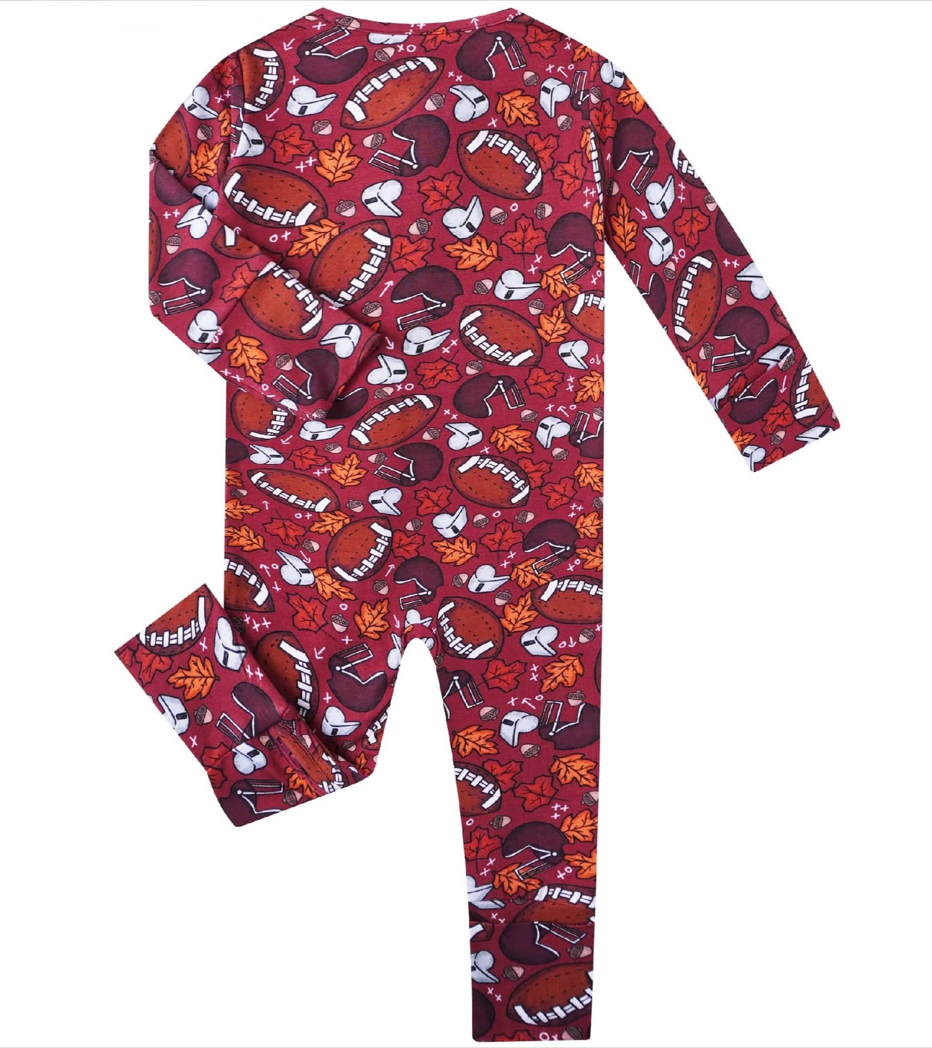 PoshTOT Fall Football Bamboo Baby Convertible Zippy Romper