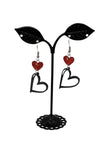 red and black heart earrings