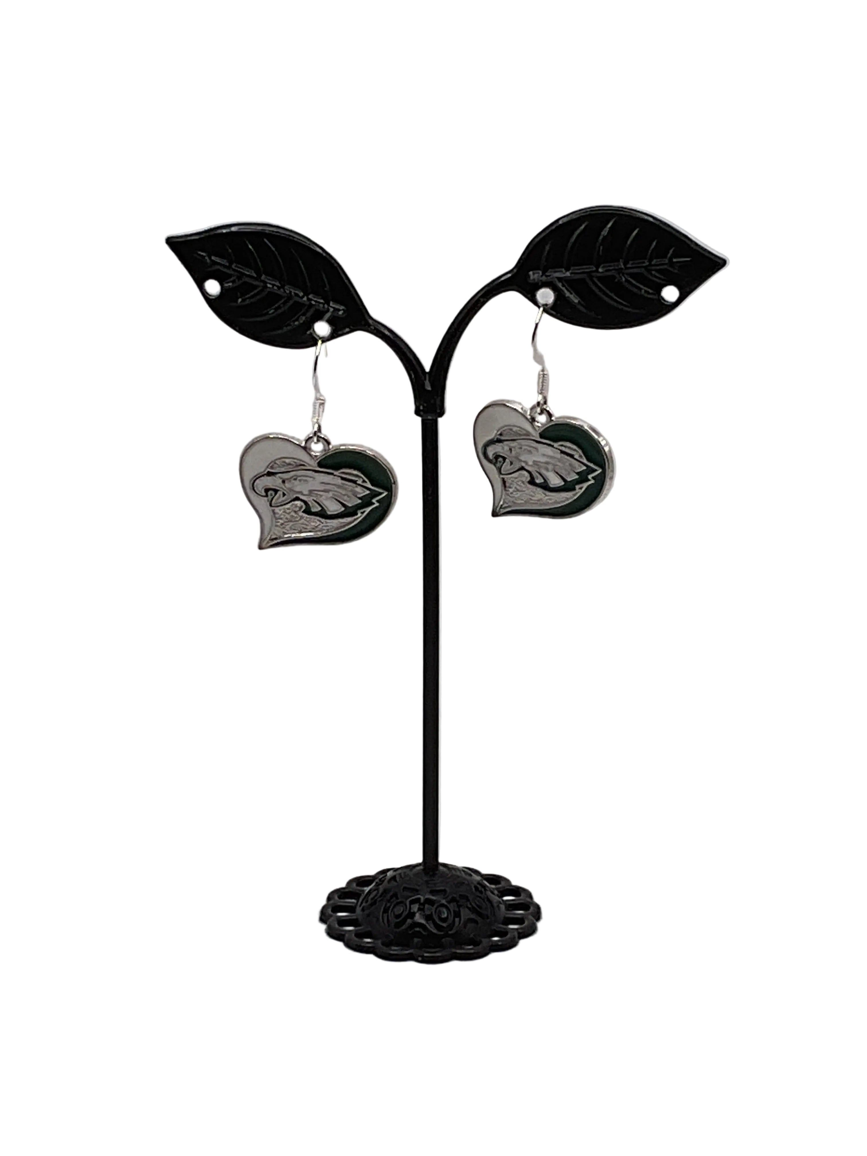 Enamel Heart Football Earrings