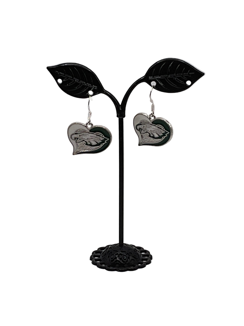 Enamel Heart Football Earrings