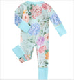 PoshTOT Green Hydrangea Bamboo Baby Convertible Zippy Romper