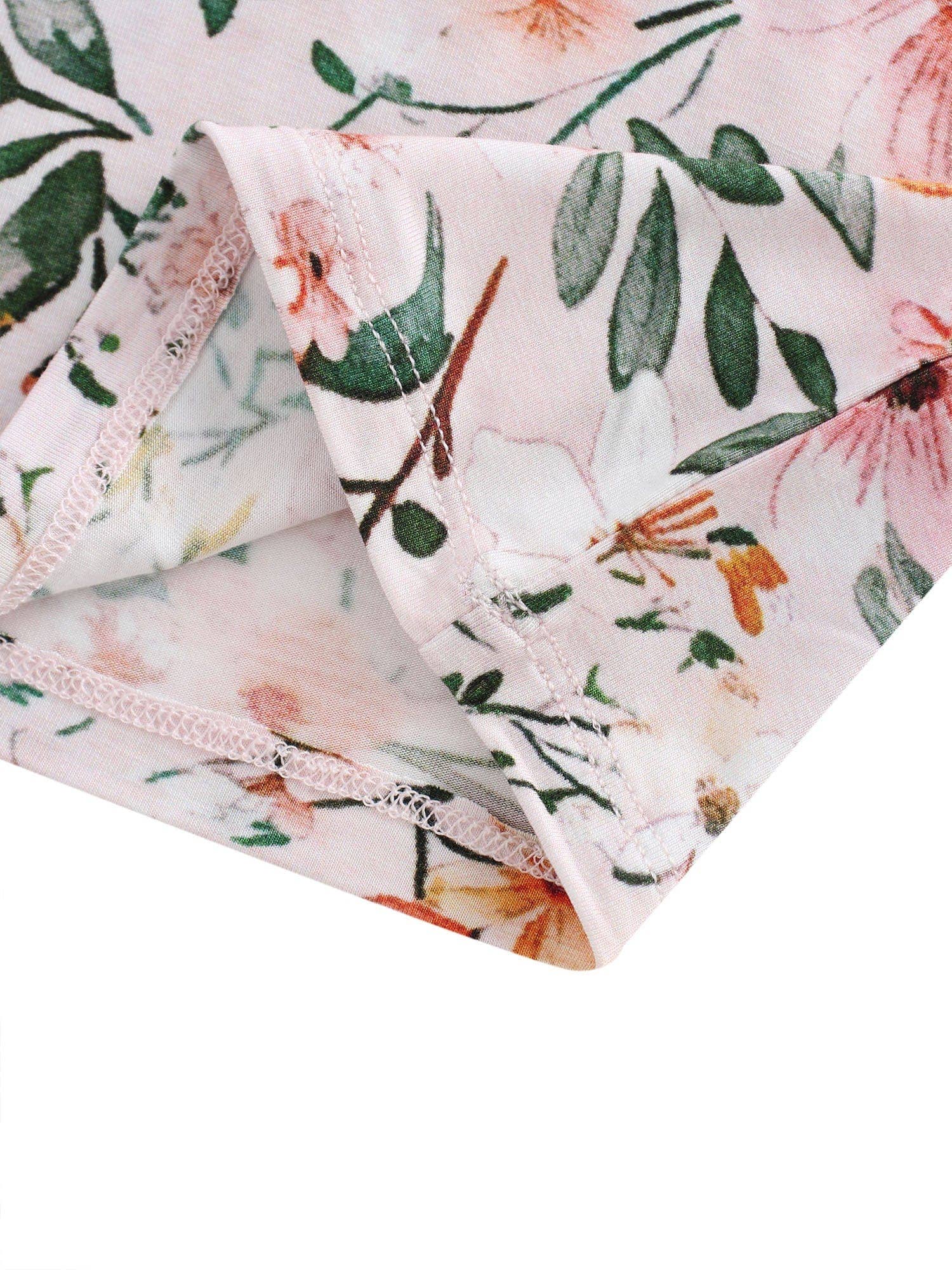 PoshTOT Pink Flower Print 2 Piece Short Sleeves PJ Set