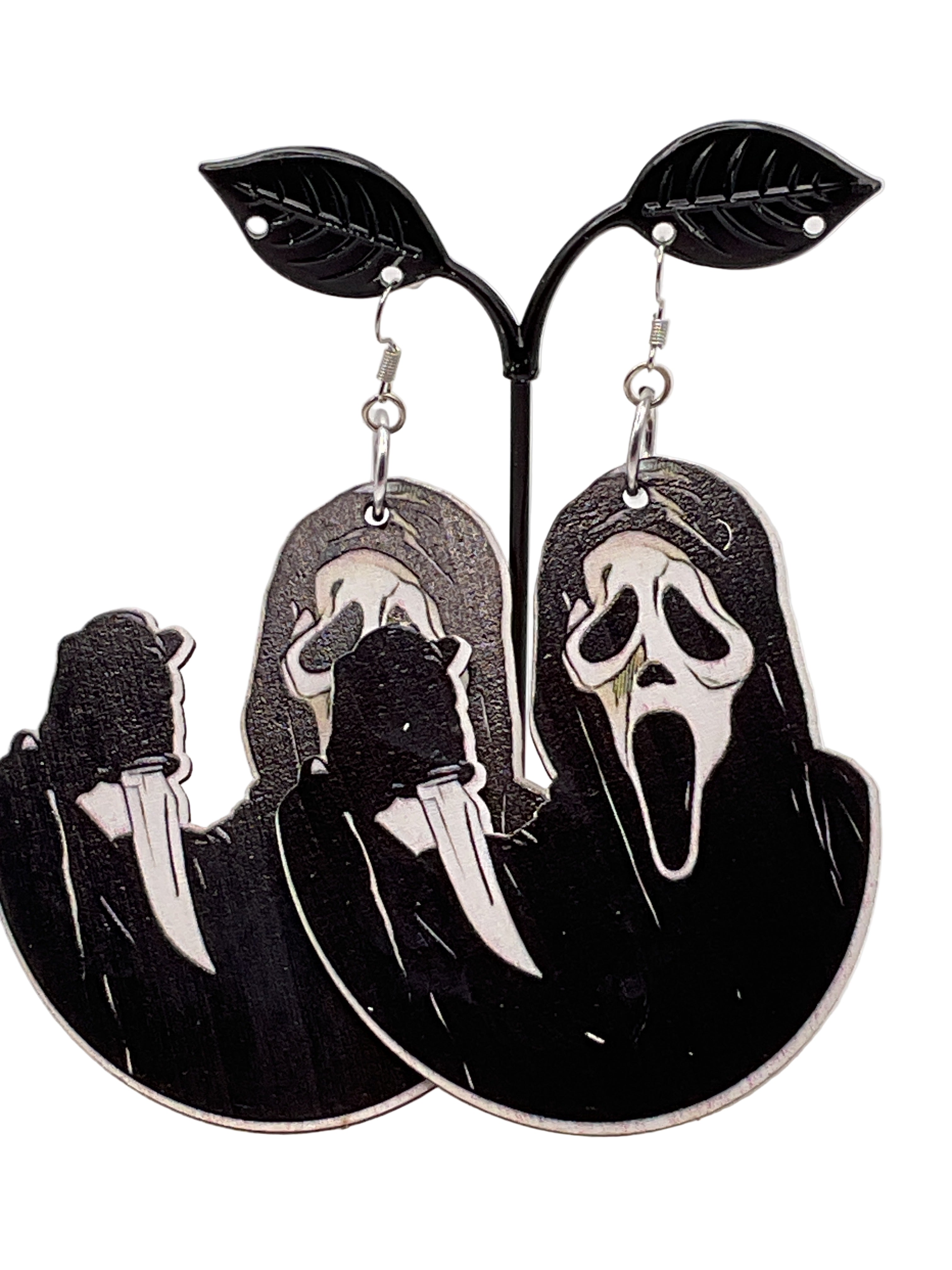 Large Wooden Horror Earrings