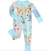 PoshTOT Green Hydrangea Bamboo Baby Convertible Zippy Romper