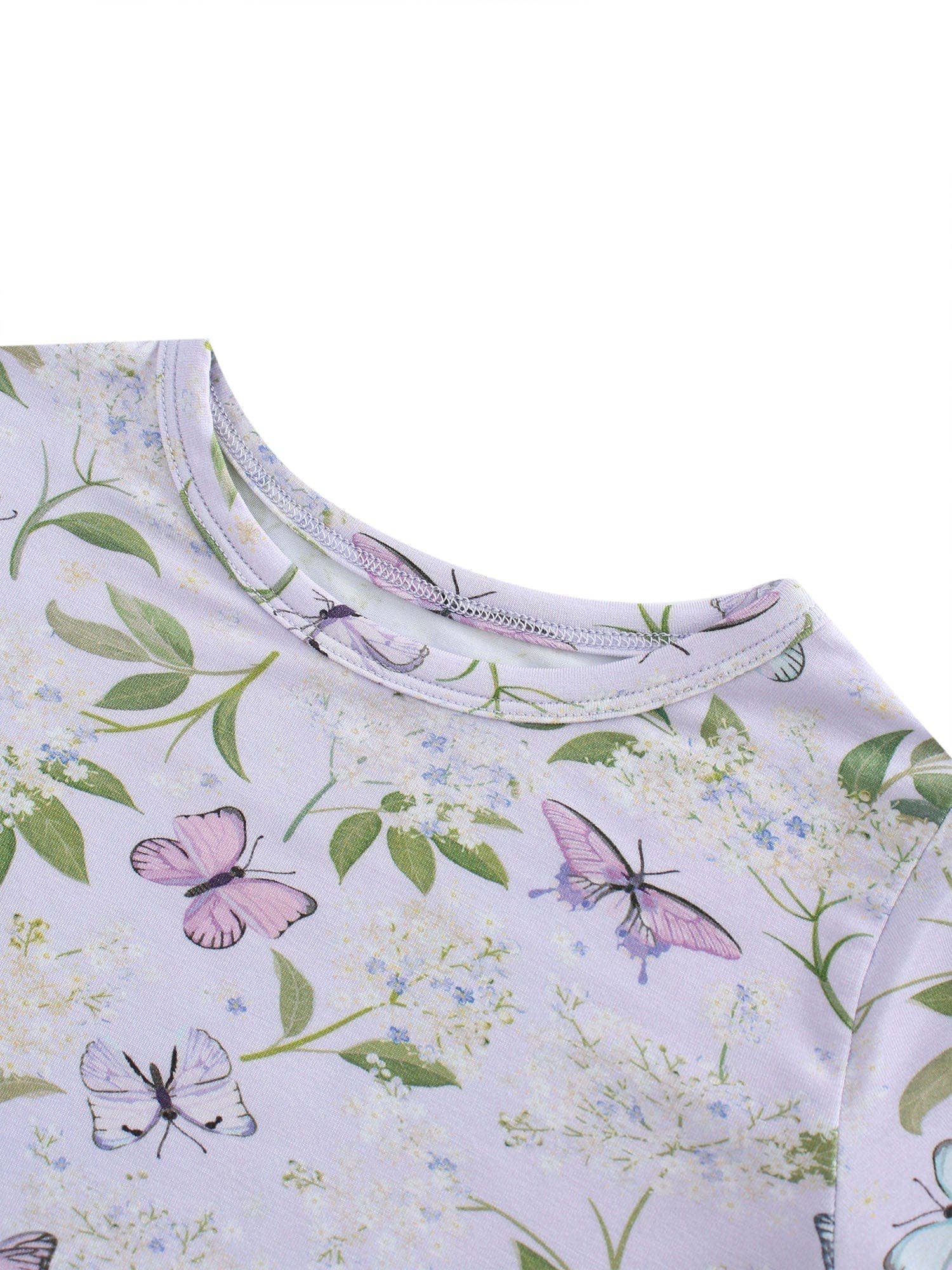 PoshTOT Purple Butterfly Print 2 Piece Short Sleeves PJ Set