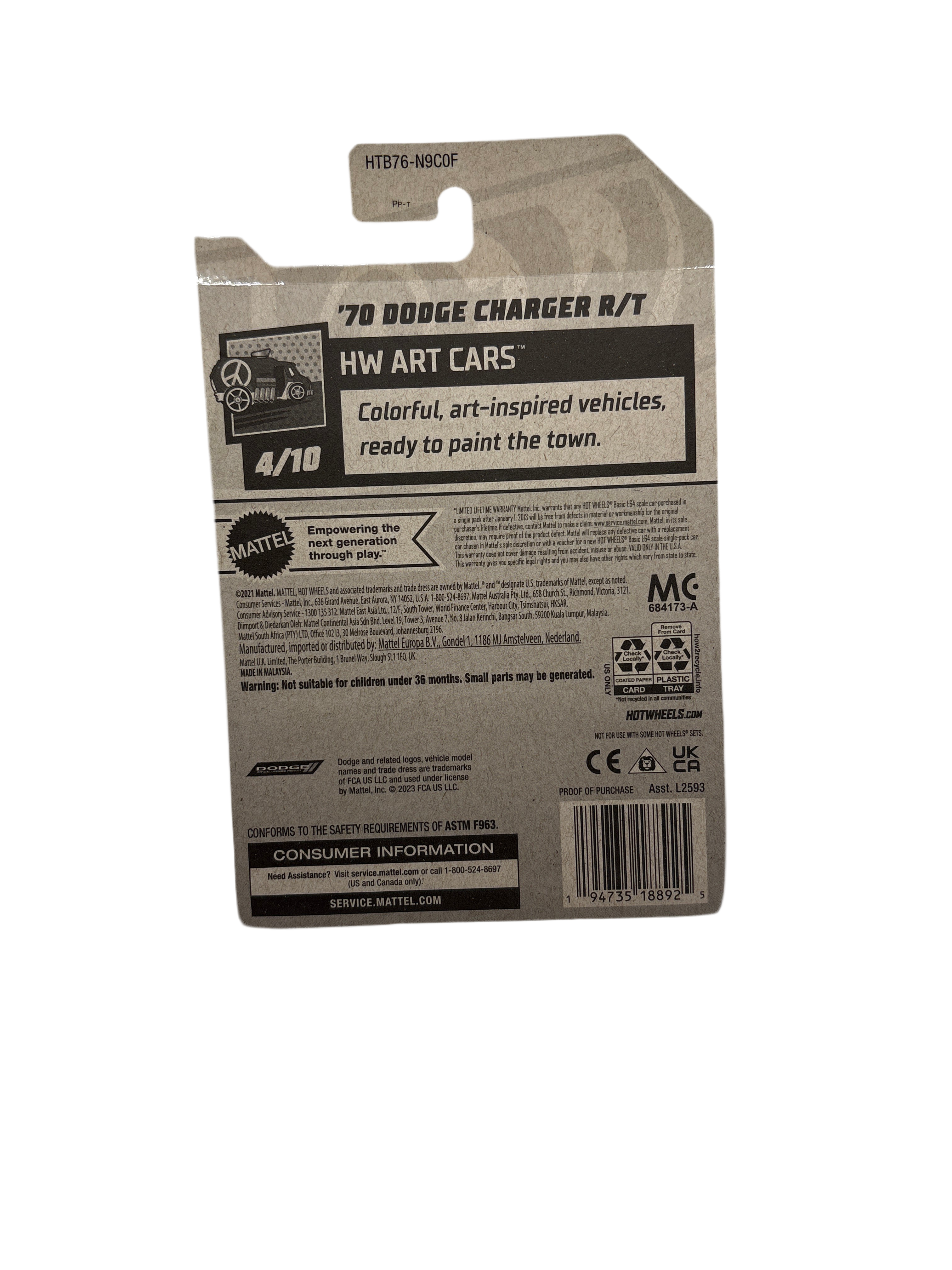 Hot Wheels 70 Dodge Charger R/T Diecast yellow