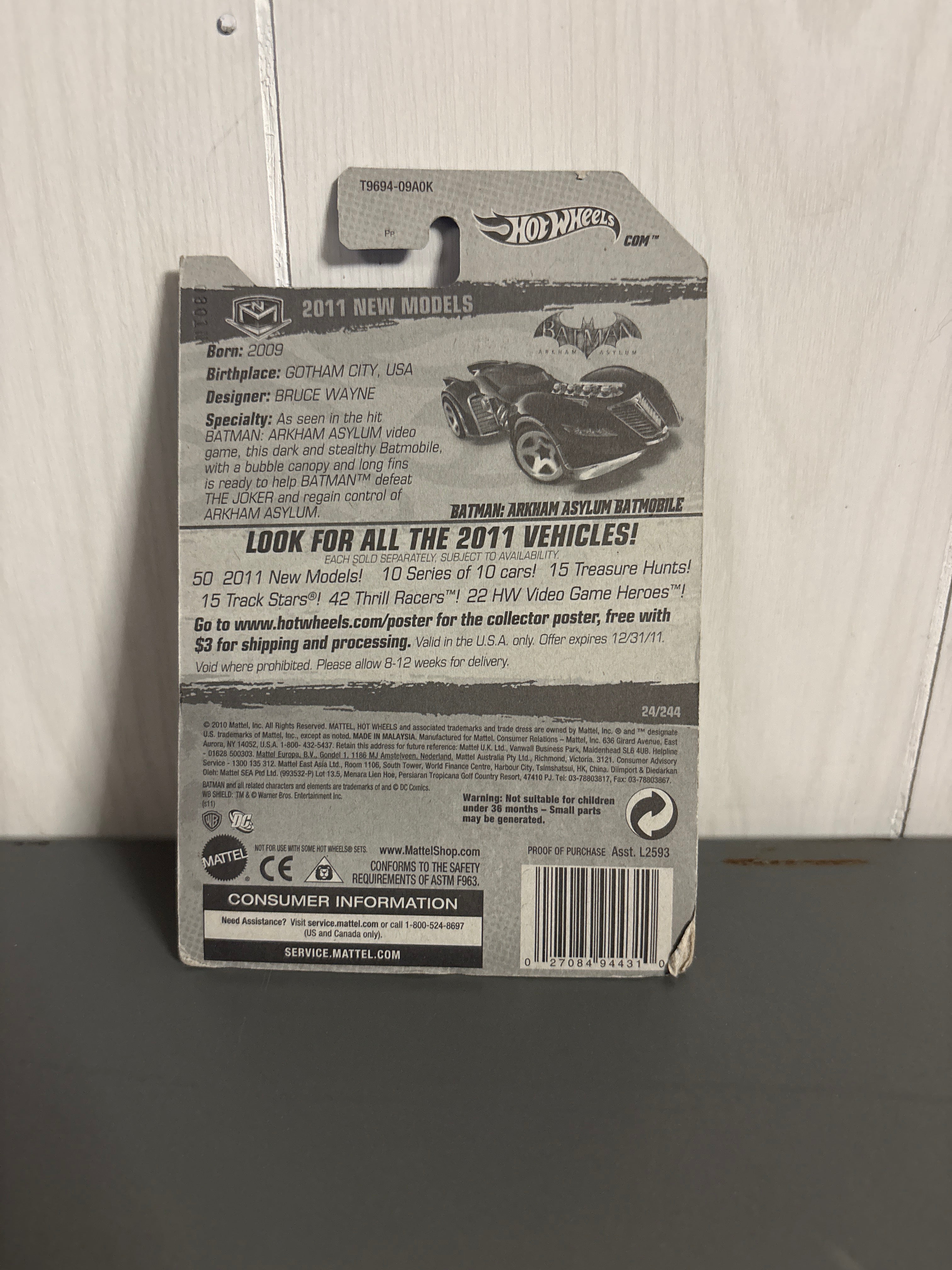 Hot Wheels Batman: Arkham Asylum Batmobile Diecast black
