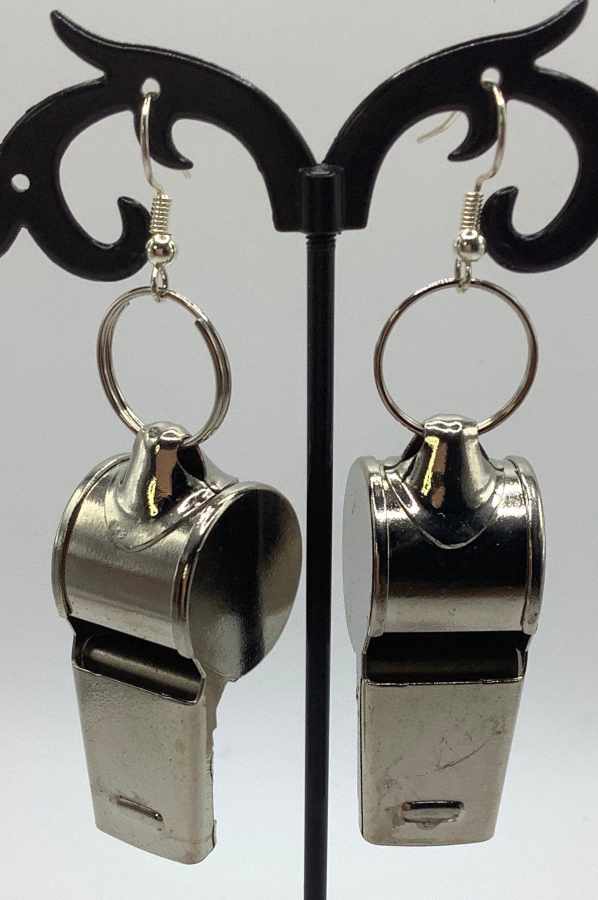 Silver whistle earrings