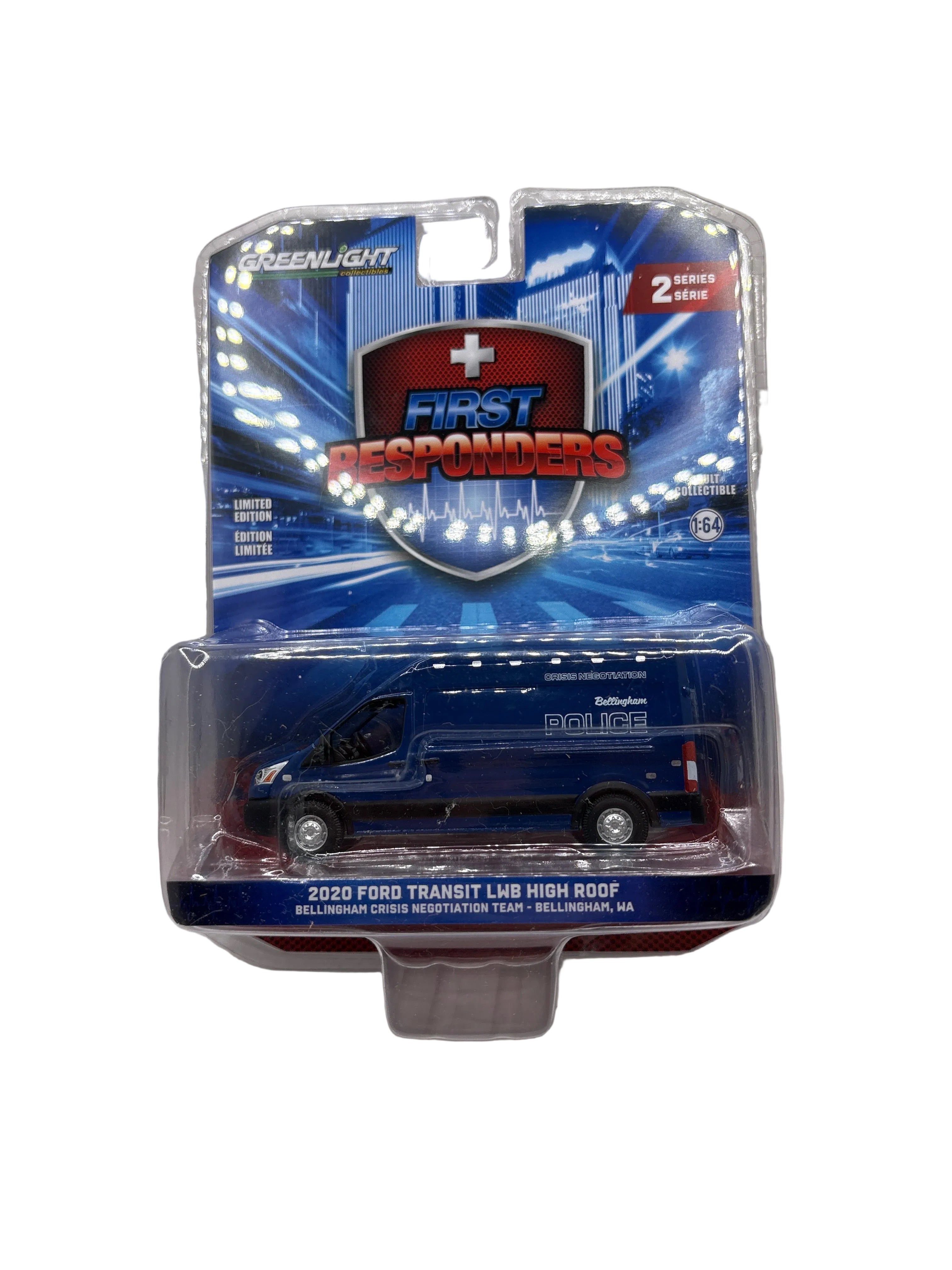 Greenlight 2020 Ford Transit LWB High Roof Diecast blue