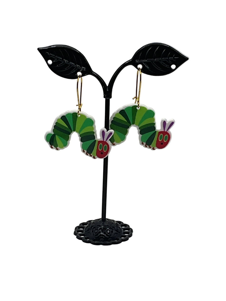 Green Caterpillar Earrings 2