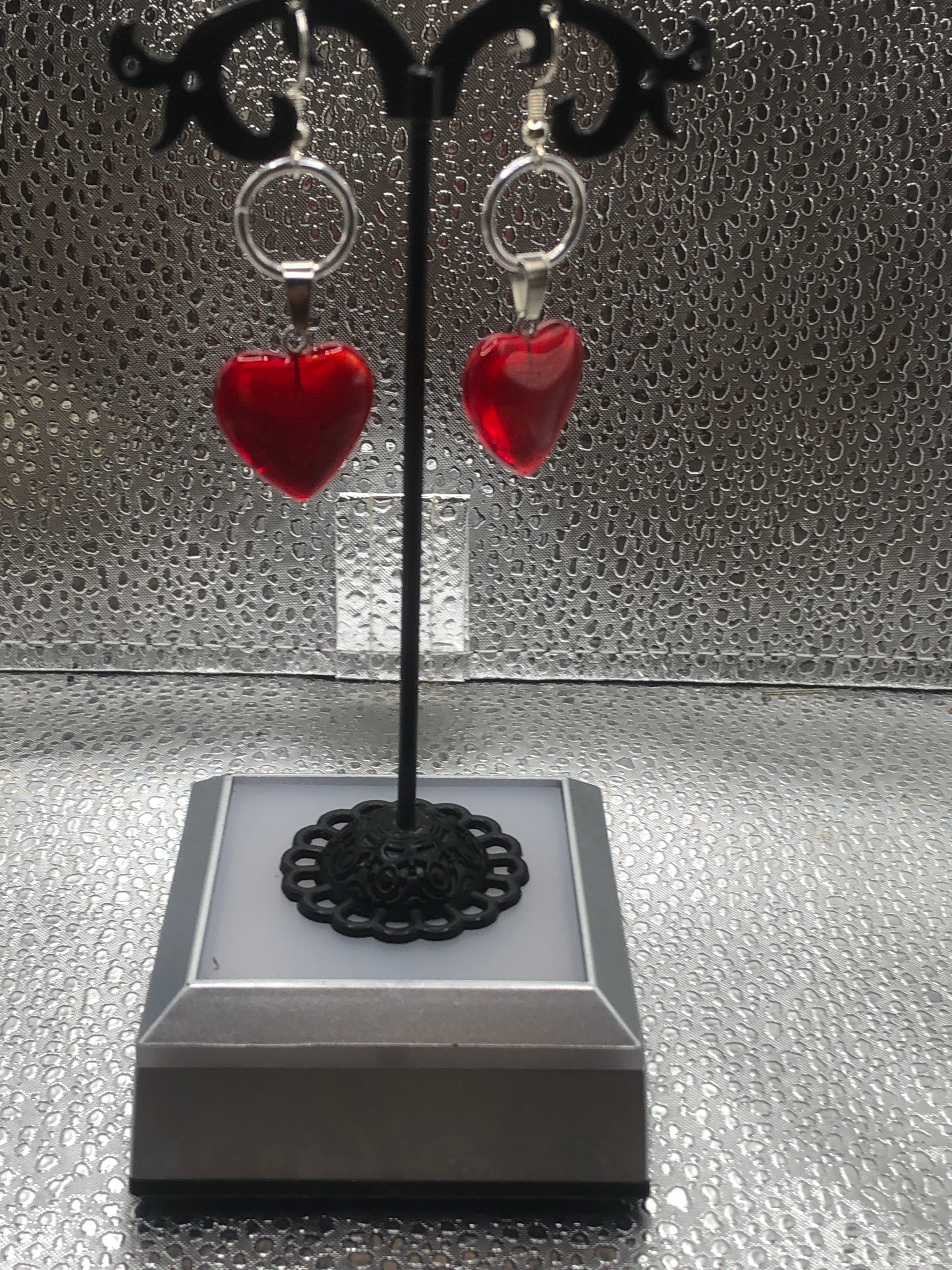 Red heart earrings