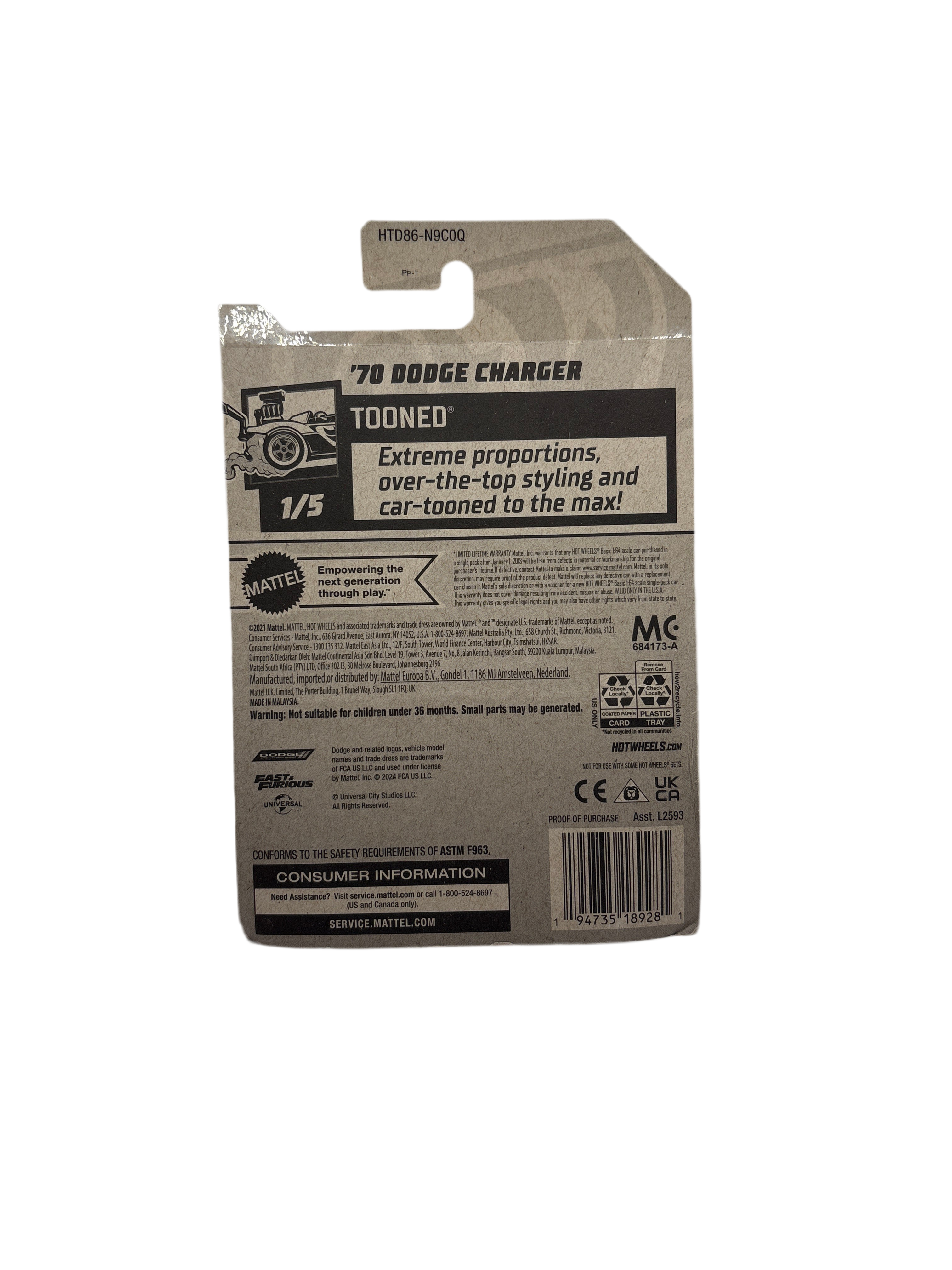 Hot Wheels 70 Dodge Charger Diecast