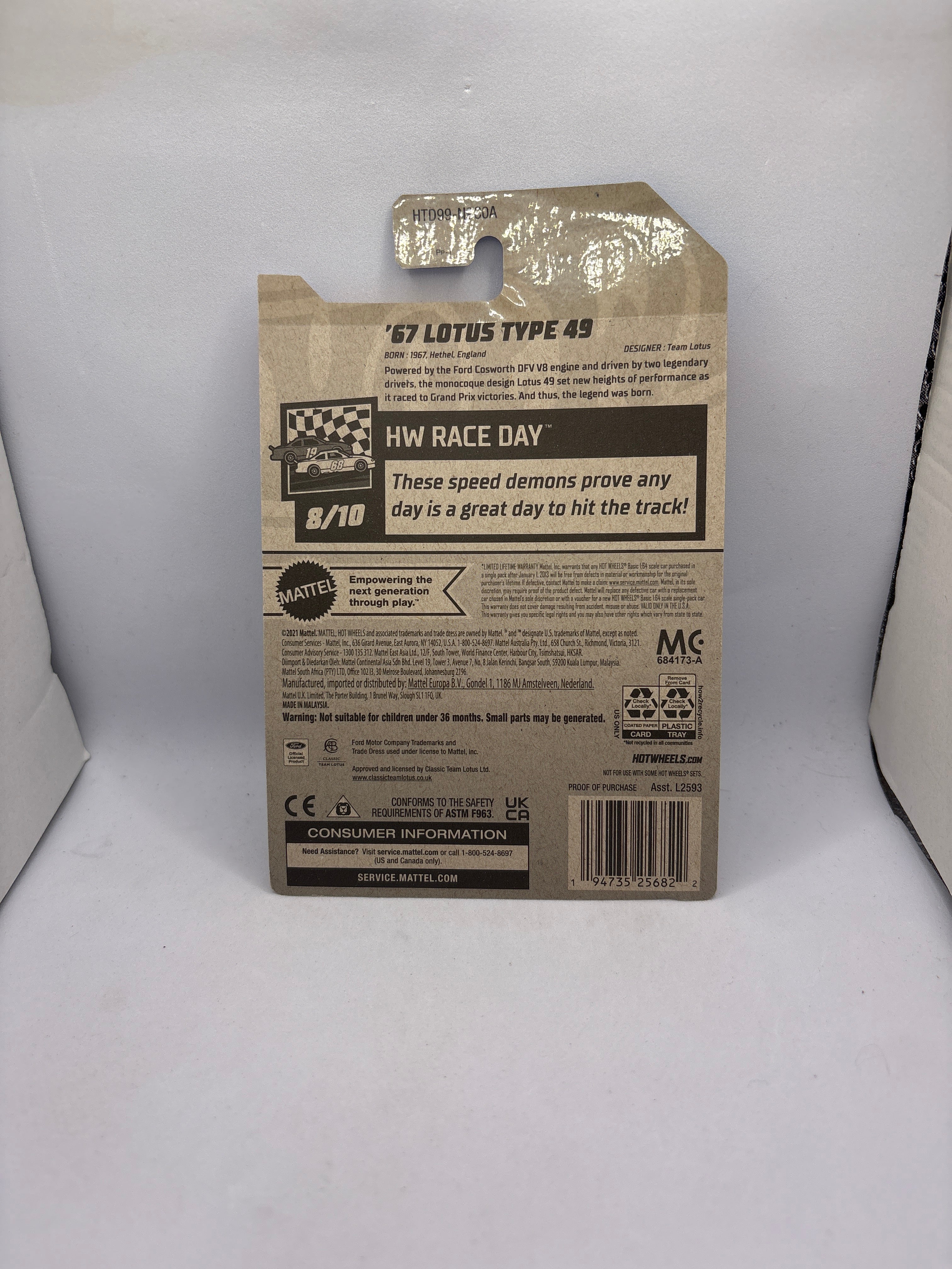 Hot Wheels 67 Lotus Type 49 Diecast