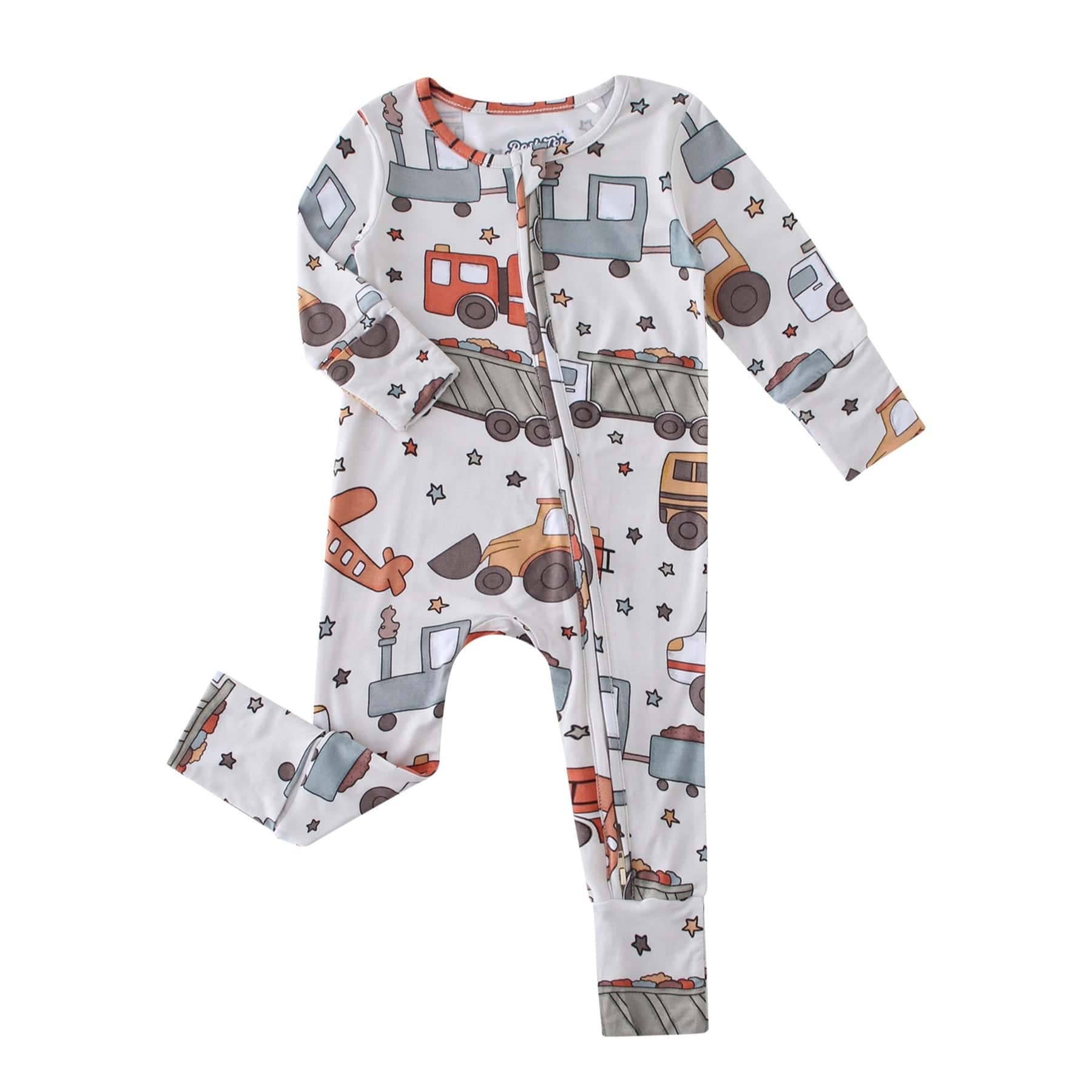 PoshTOT Vehicles Bamboo Baby Convertible Zippy Romper