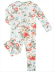 PoshTOT Retro Small Flowers Bamboo Baby Convertible Zippy Romper