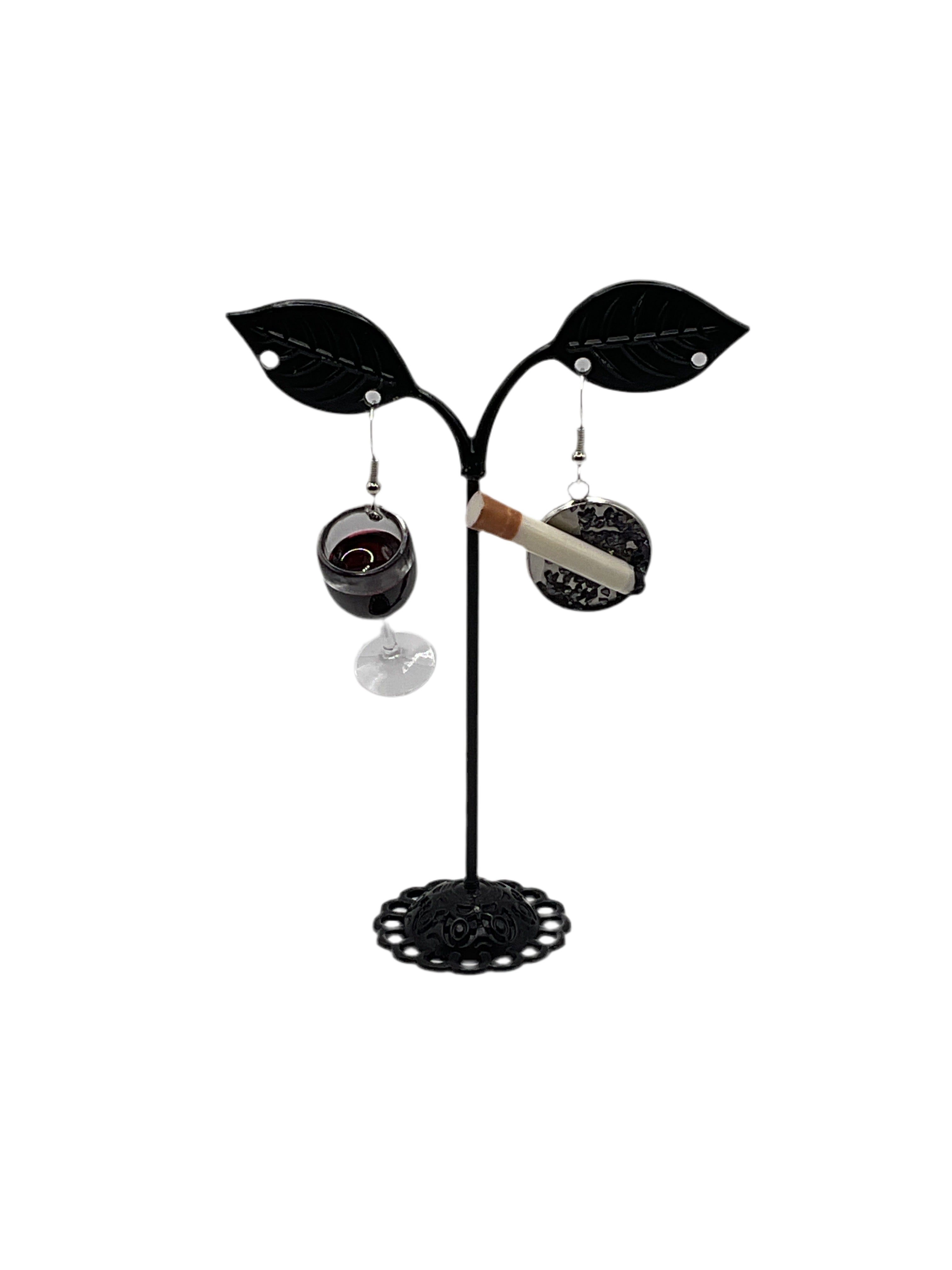 Red wine and cigarette earrings