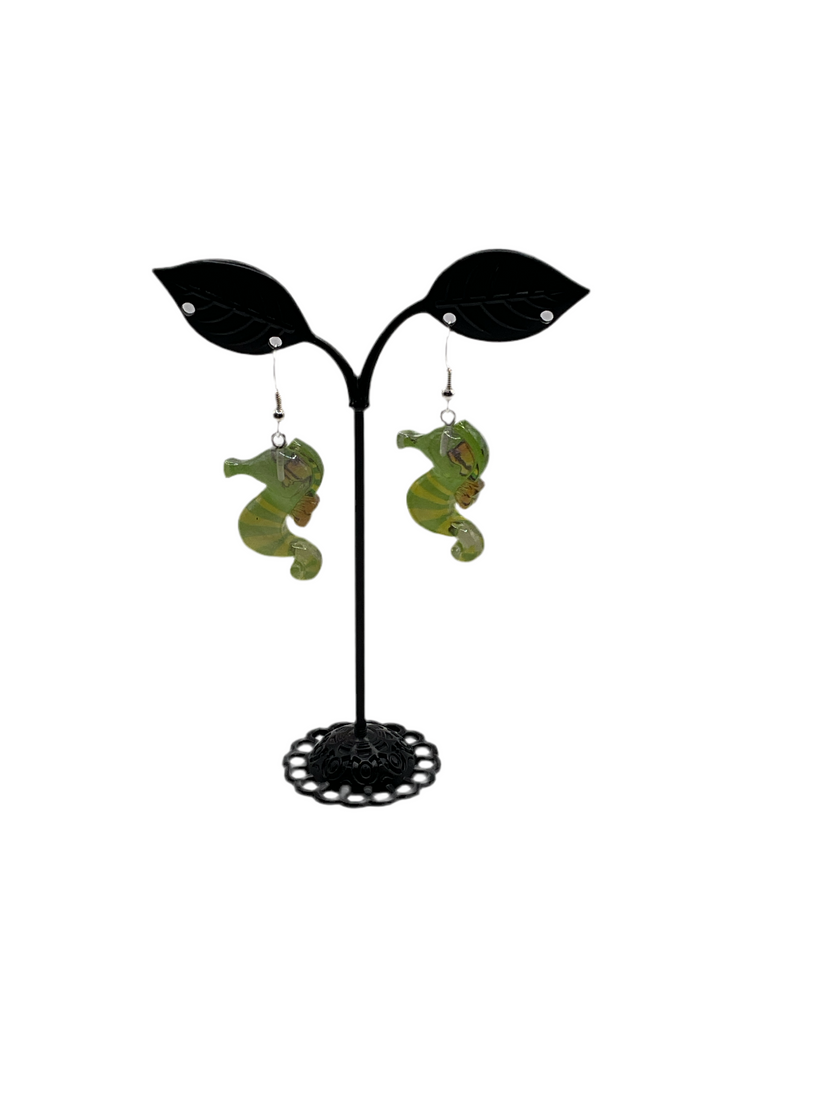 Yellow and Green Seahorse earrings