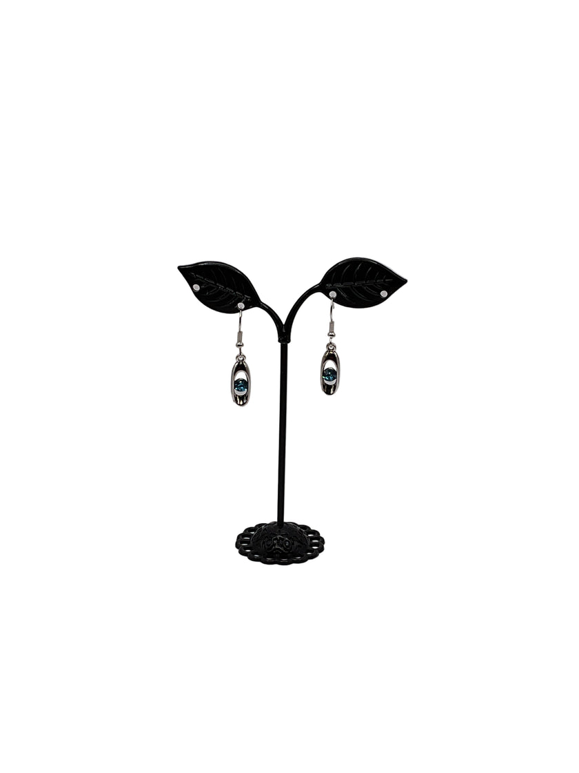 Silver Aquamarine Oval Earrings