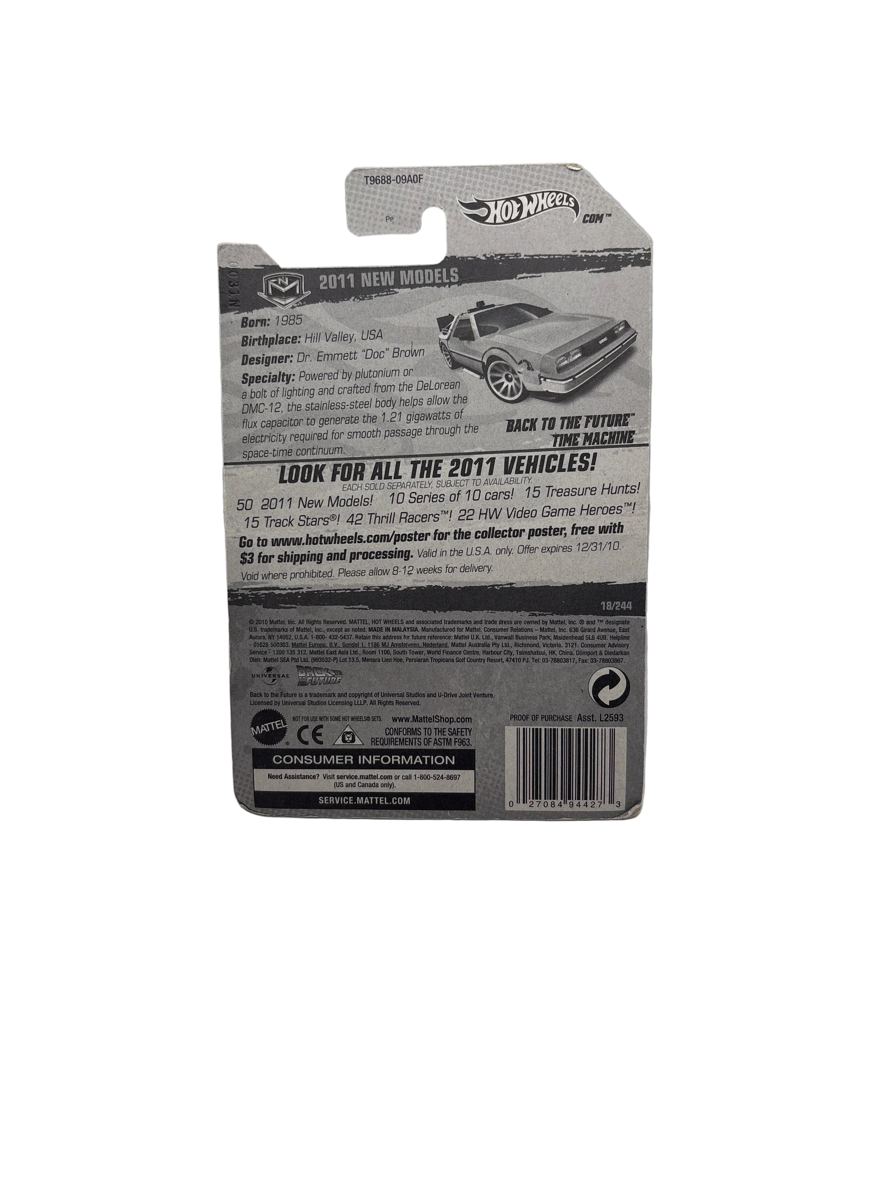 Hot Wheels Back To The Future Time Machine Diecast