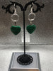 Green and black heart earrings