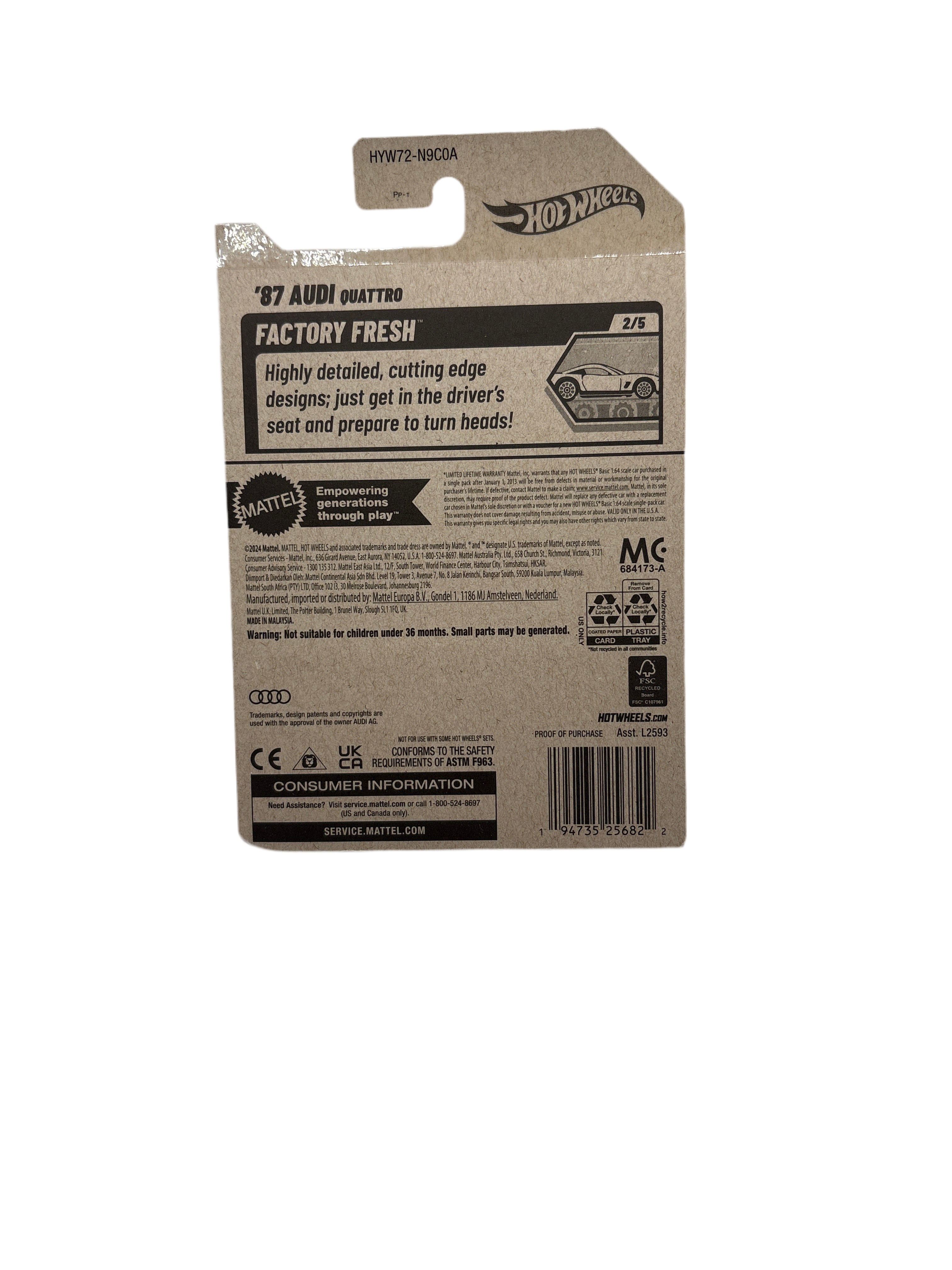 Hot Wheels 87 Audi Quattro Diecast