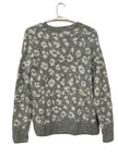 Fuzzy Gray Leopard Print Sweater