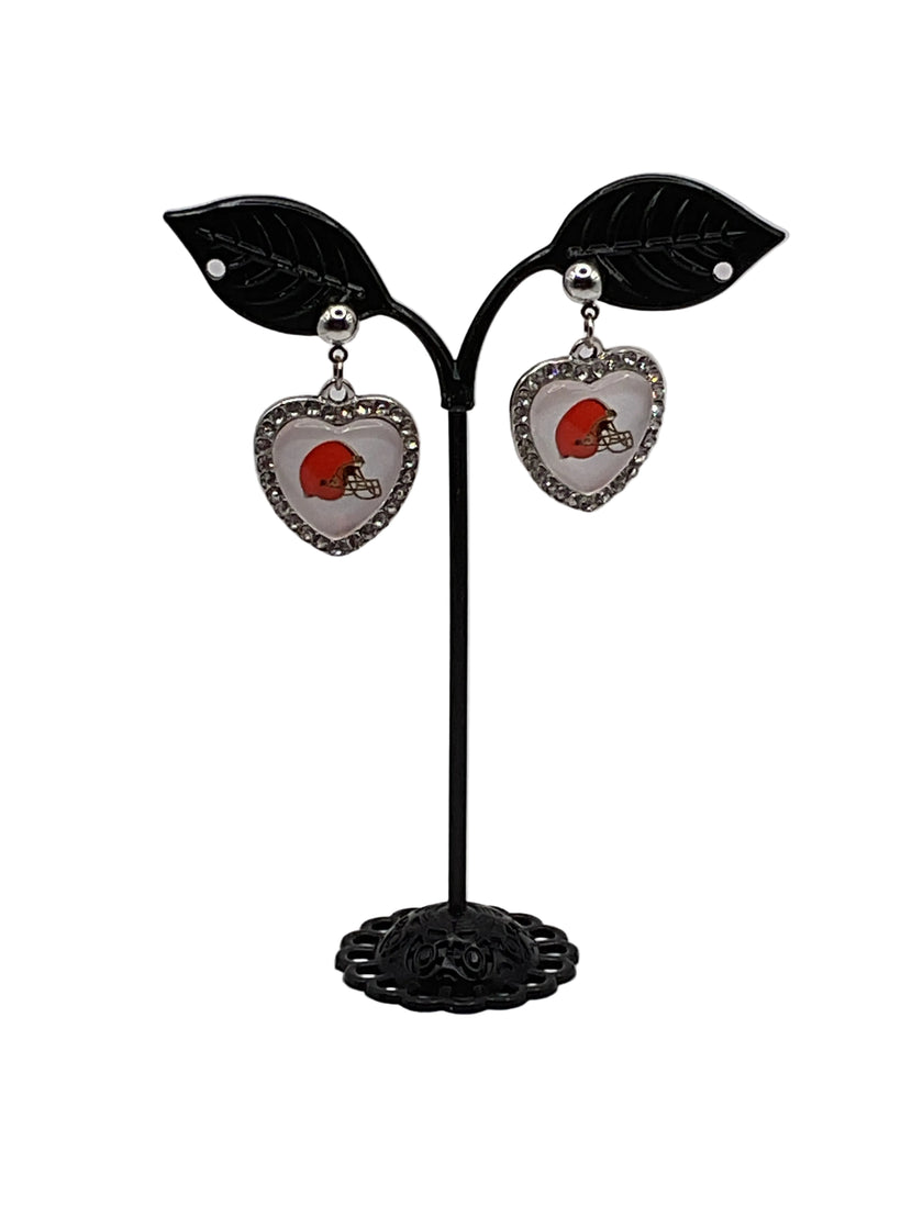 Football Heart And Crystal Earrings