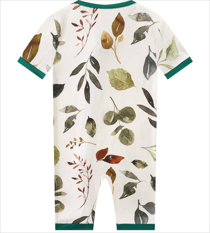 Posh TOT Falling Leaves Bamboo Shorty Romper