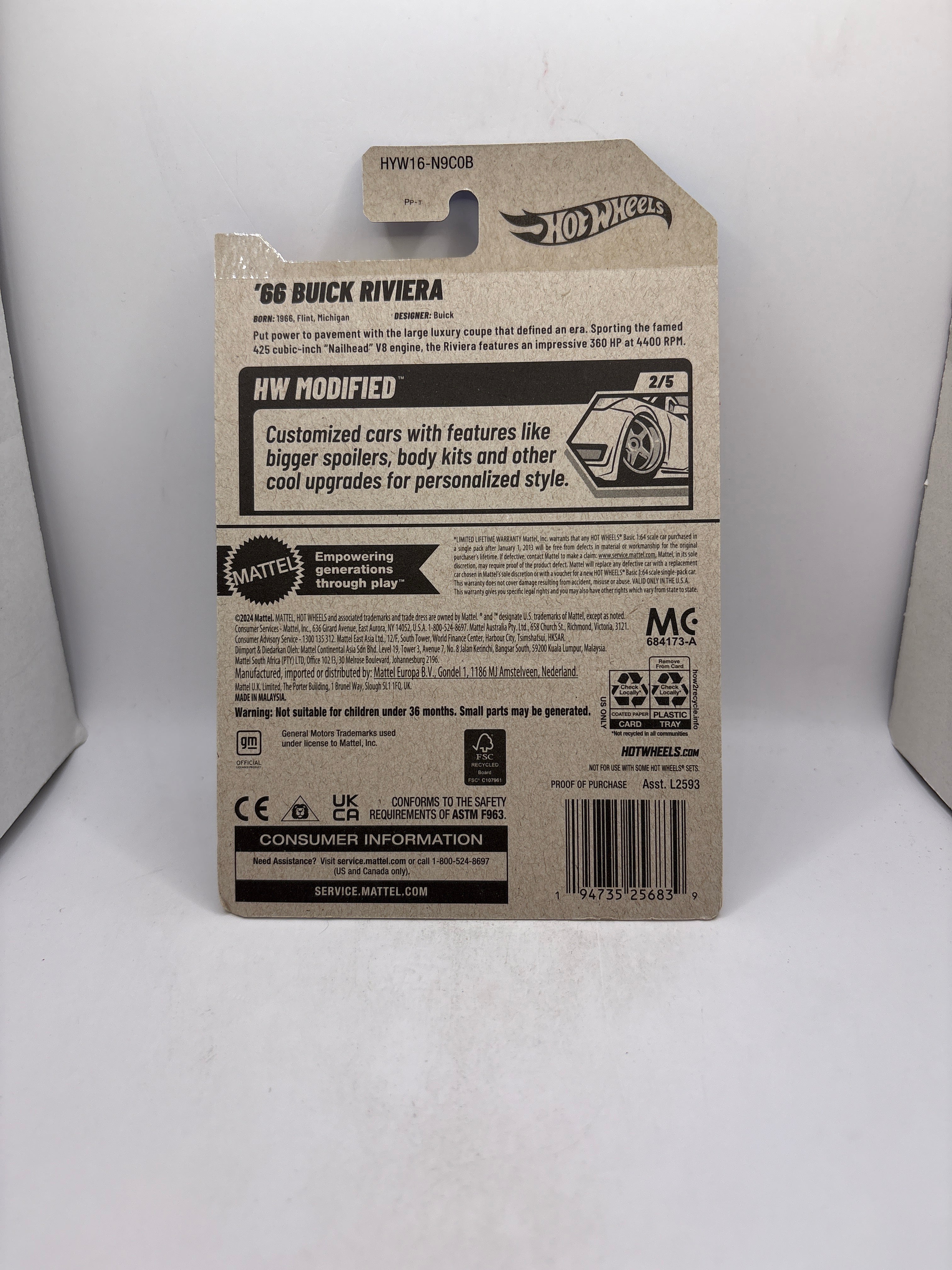 Hot Wheels 66 Buick Riviera Diecast