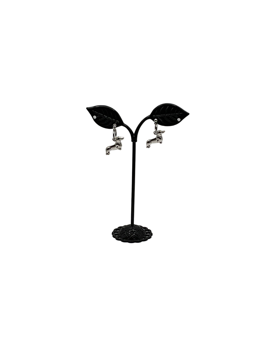 Silver Dachshund Earrings