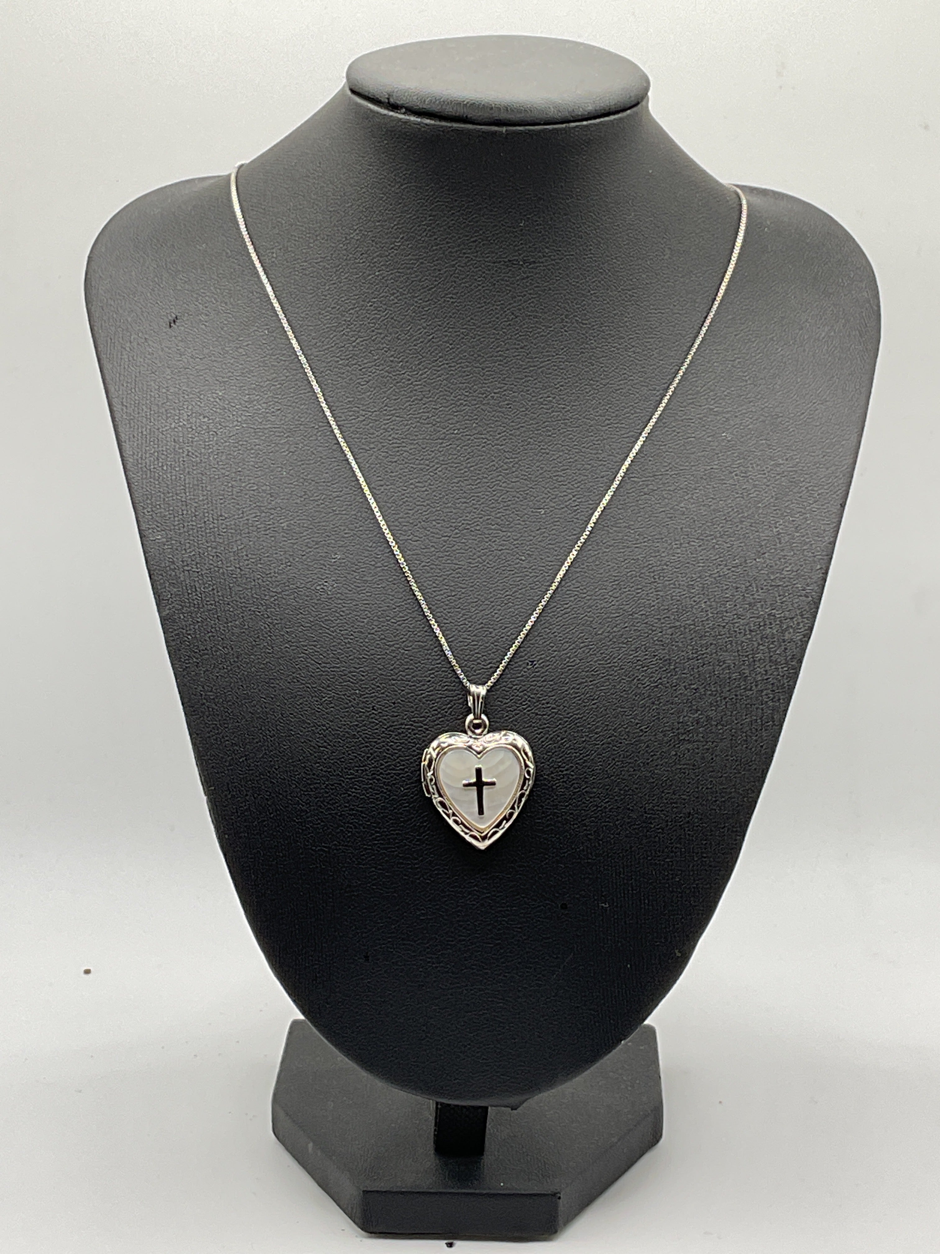 Sterling Silver, Mother of Pearl Locket Necklace