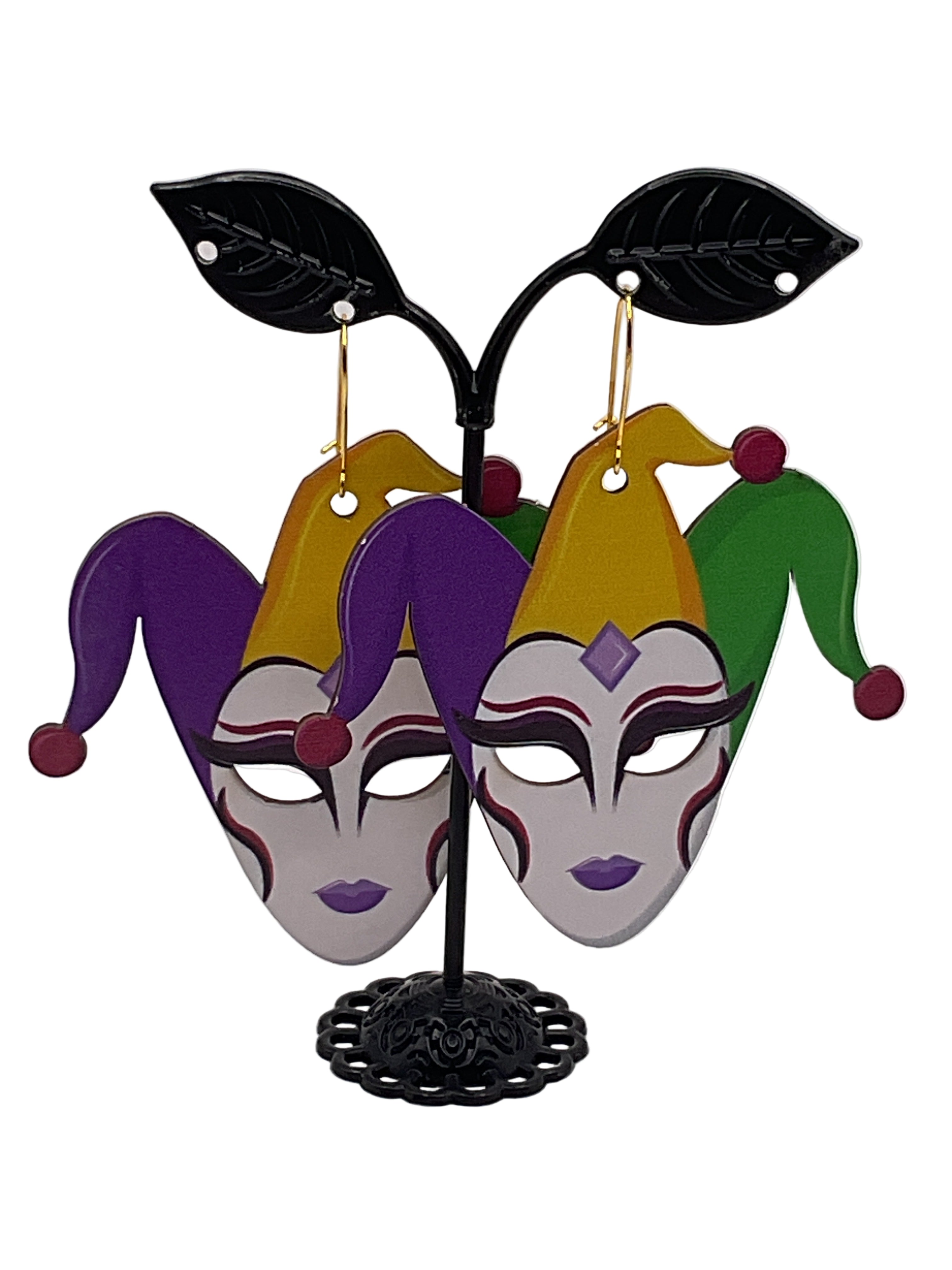 Mardi Gras Wooden Earrings