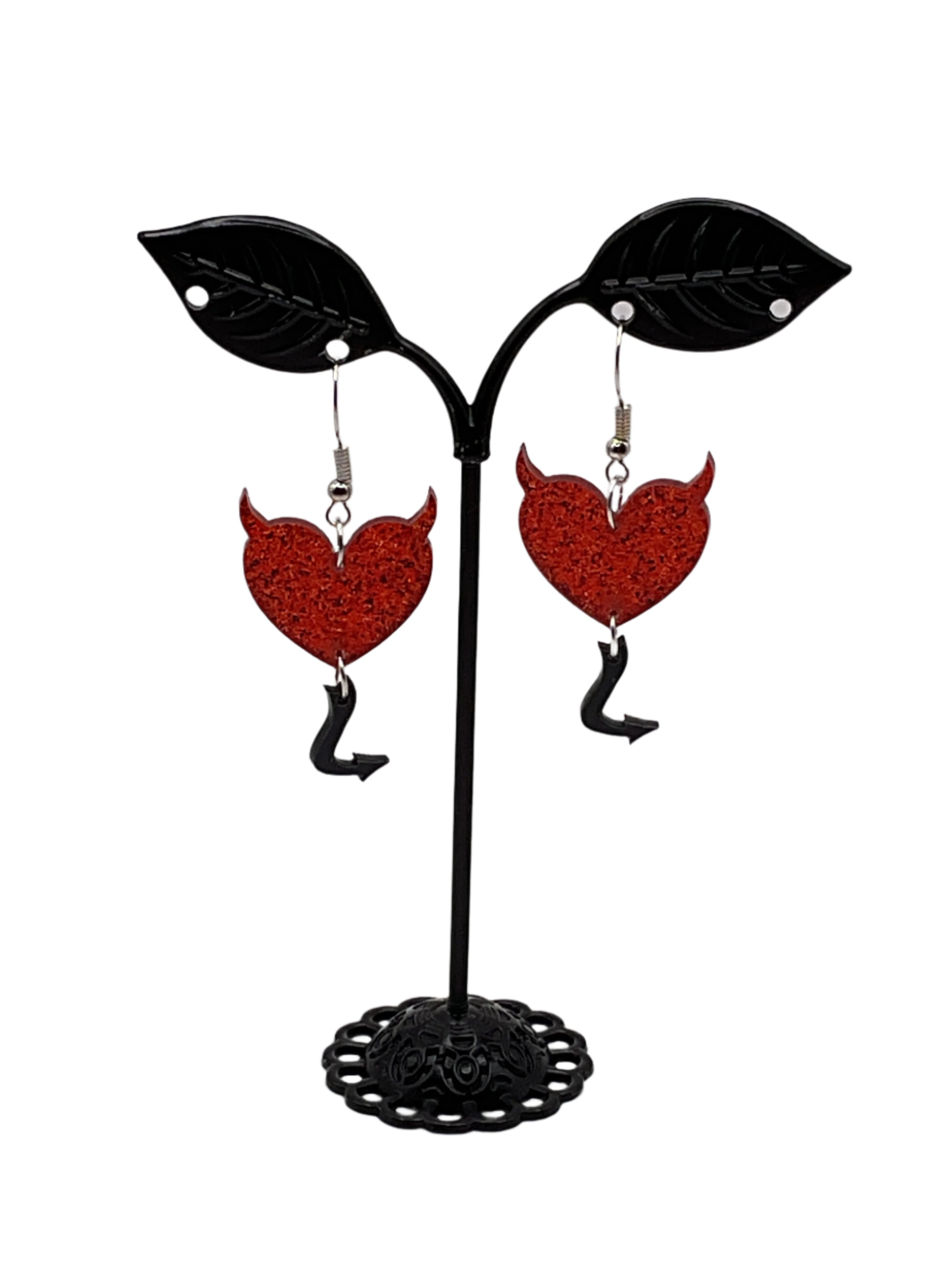Devil heart earrings