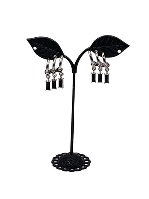Black Dangling Gem Earrings