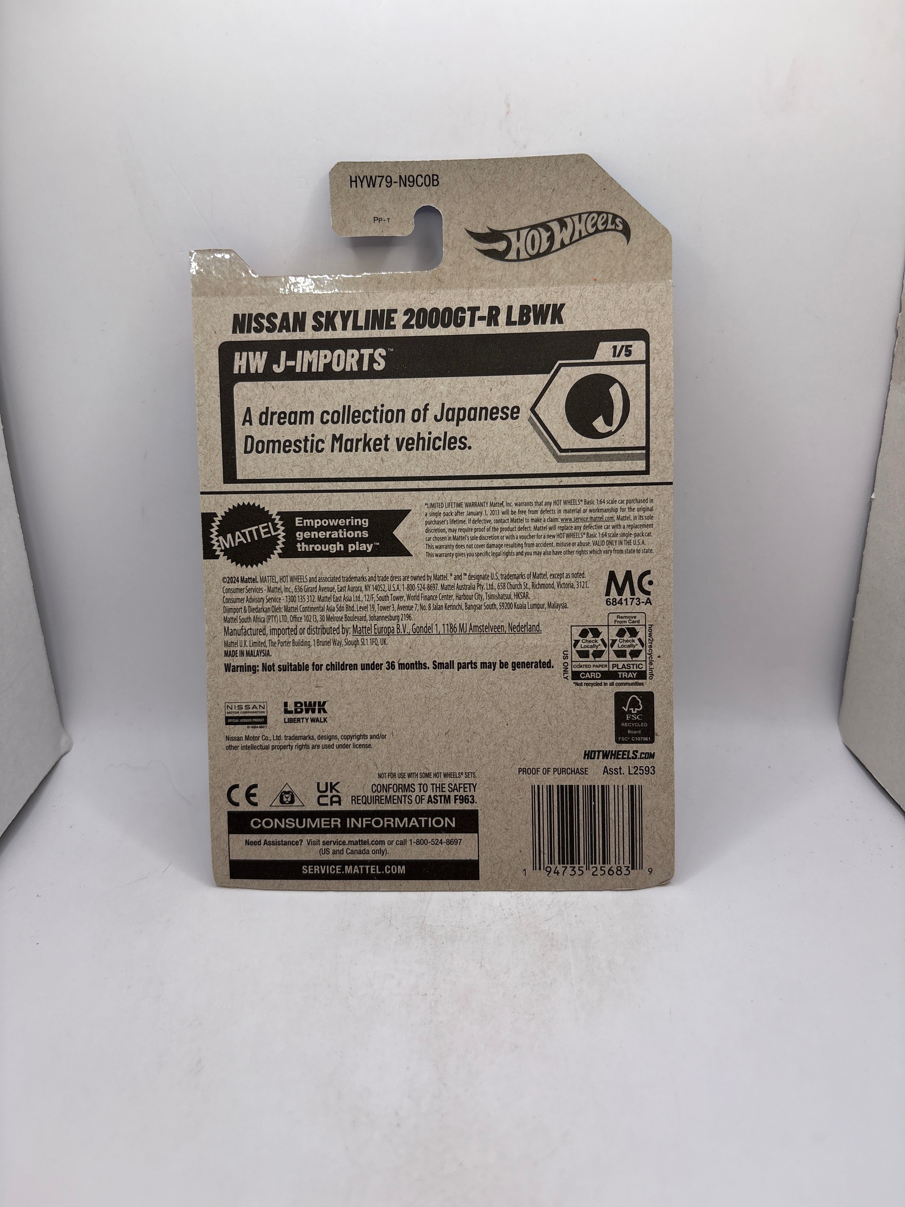 Hot Wheels Nissan Skyline 2000GT-R LBWK Diecast purple