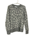 Fuzzy Gray Leopard Print Sweater
