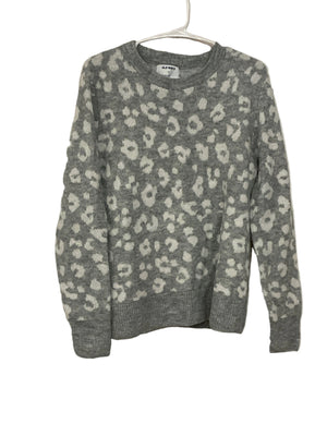 Fuzzy Gray Leopard Print Sweater