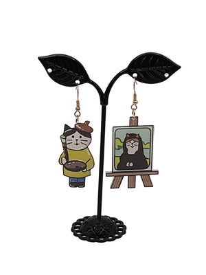 Cat Artist Earrings