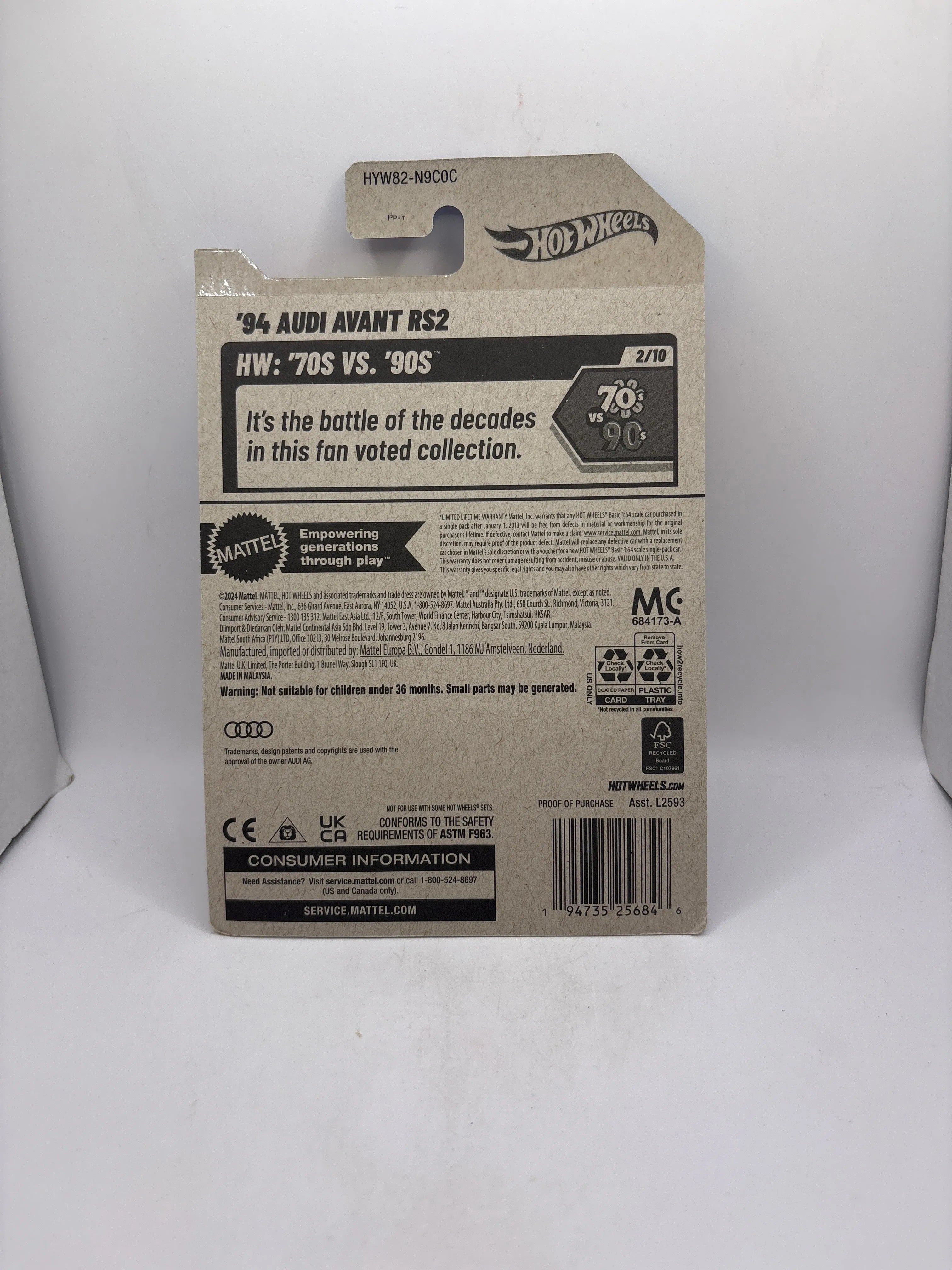 Hot Wheels 94 Audi Avant RS2 Diecast