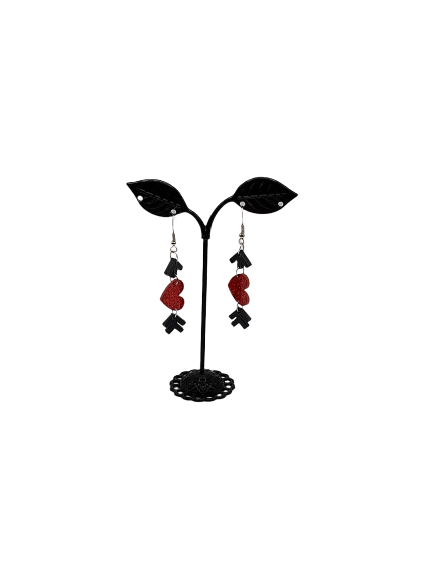 Arrow through a heart earrings