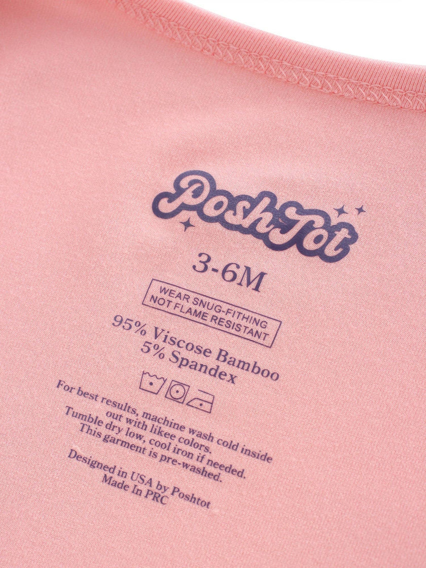PoshTOT Peach Bamboo Baby Convertible Zippy Romper