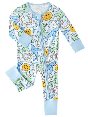 PoshTOT Summer Bamboo Baby Convertible Zippy Romper