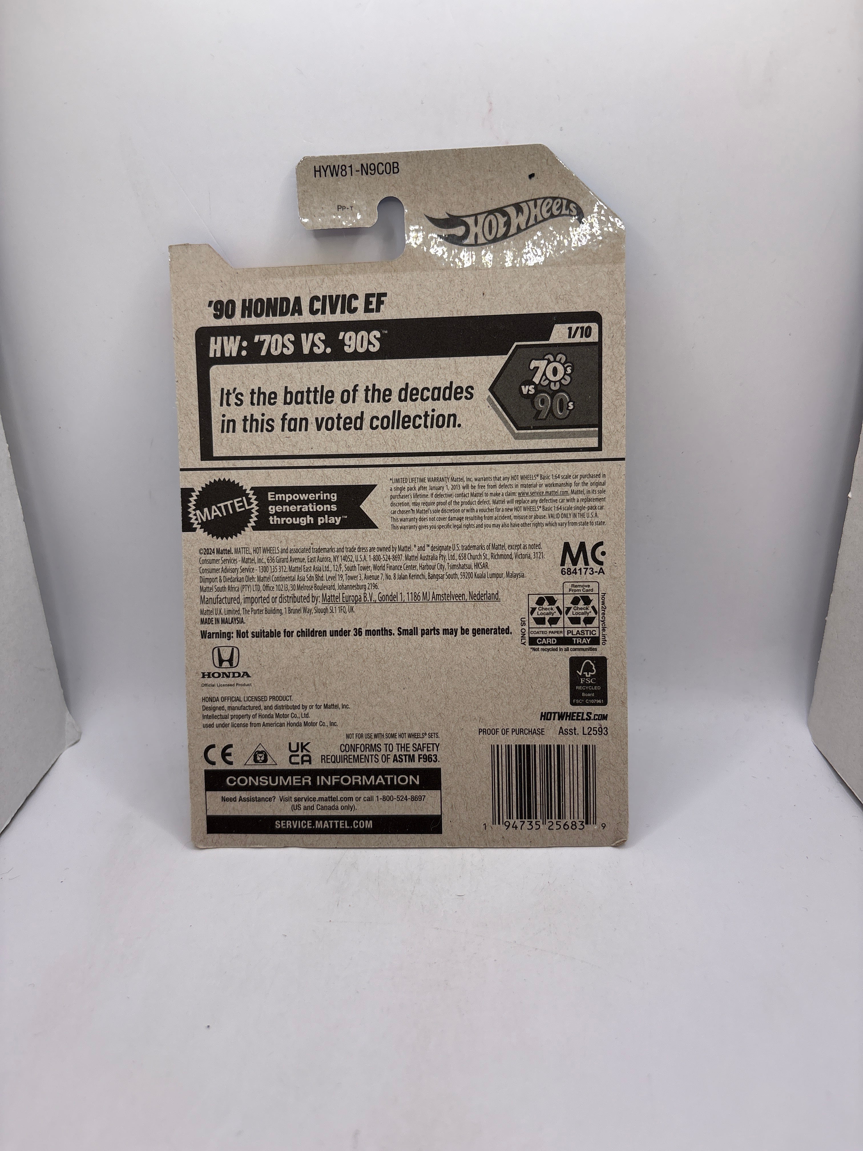 Hot Wheels 90 Honda Civic EF Diecast
