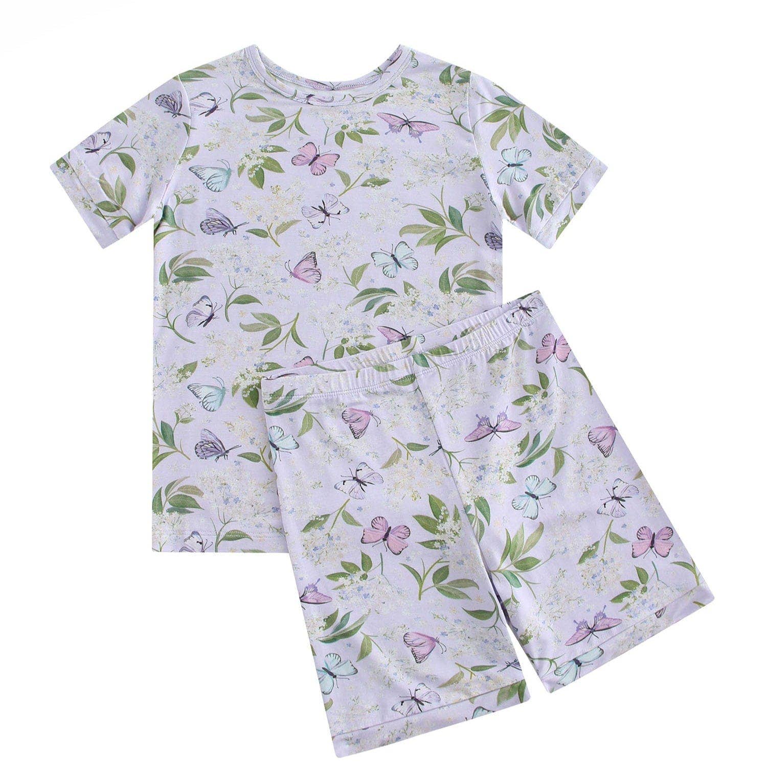 PoshTOT Purple Butterfly Print 2 Piece Short Sleeves PJ Set