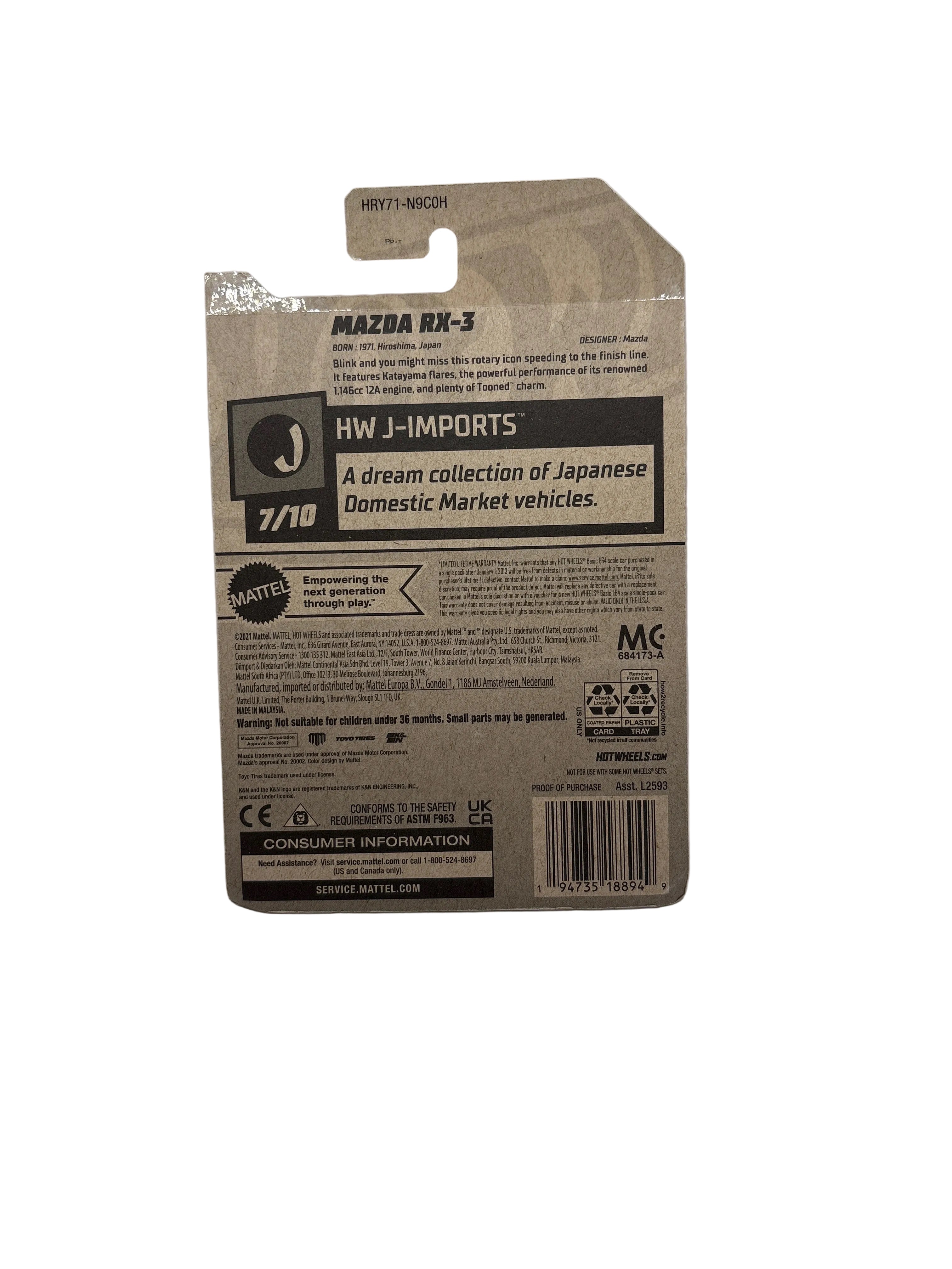 Hot Wheels Mazda RX-3 Diecast orange