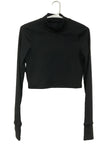 Black Long Sleeve Crop Top