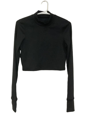 Black Long Sleeve Crop Top