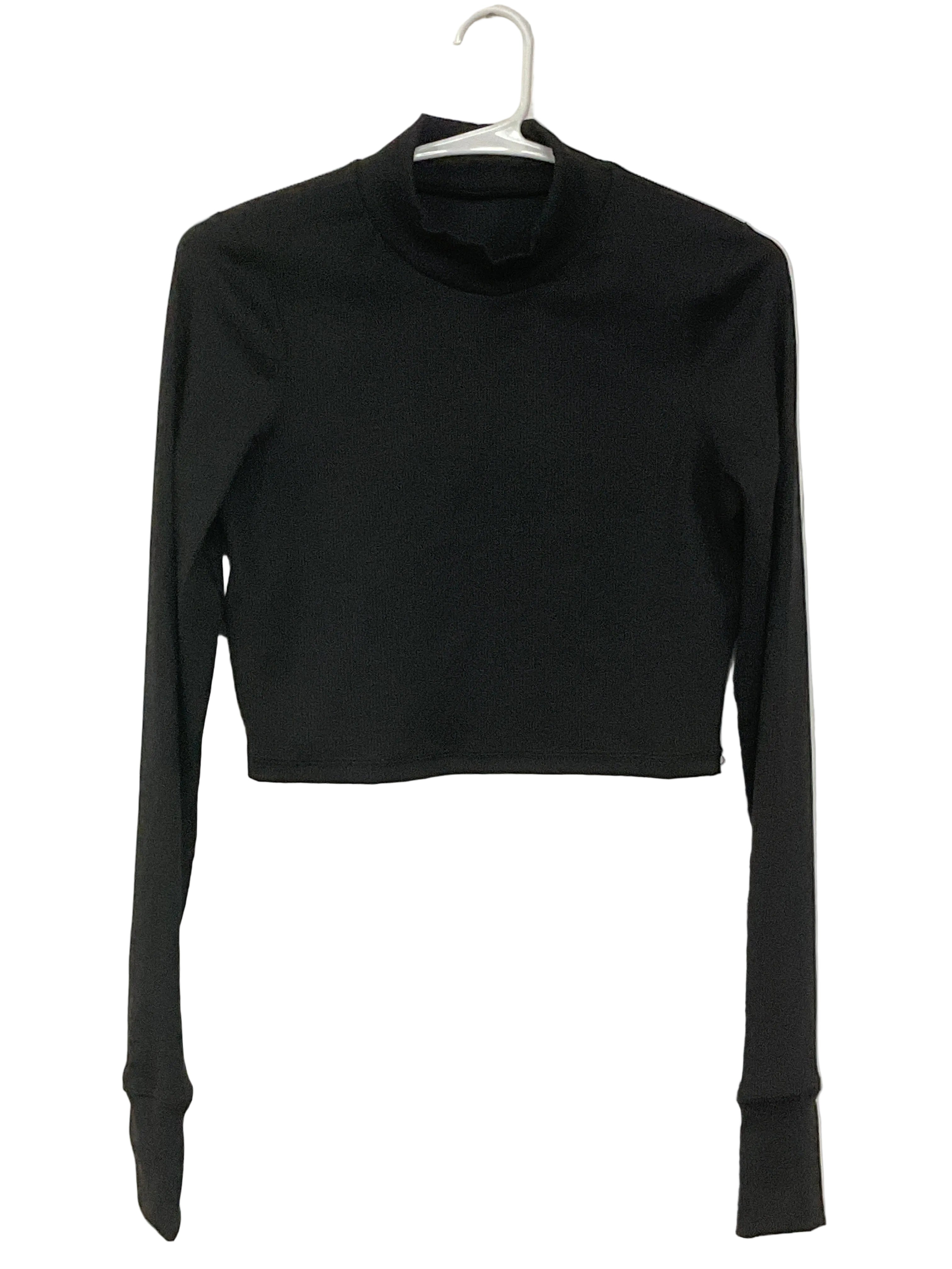 Black Long Sleeve Crop Top